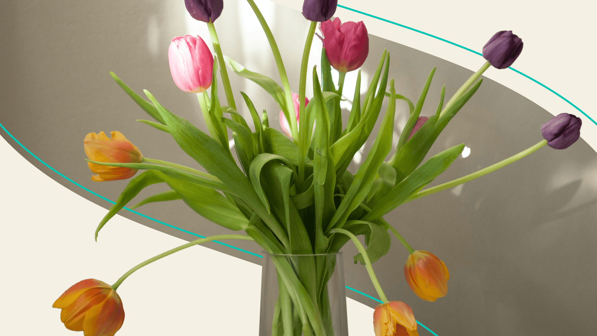 Vase with flowers, some wilted