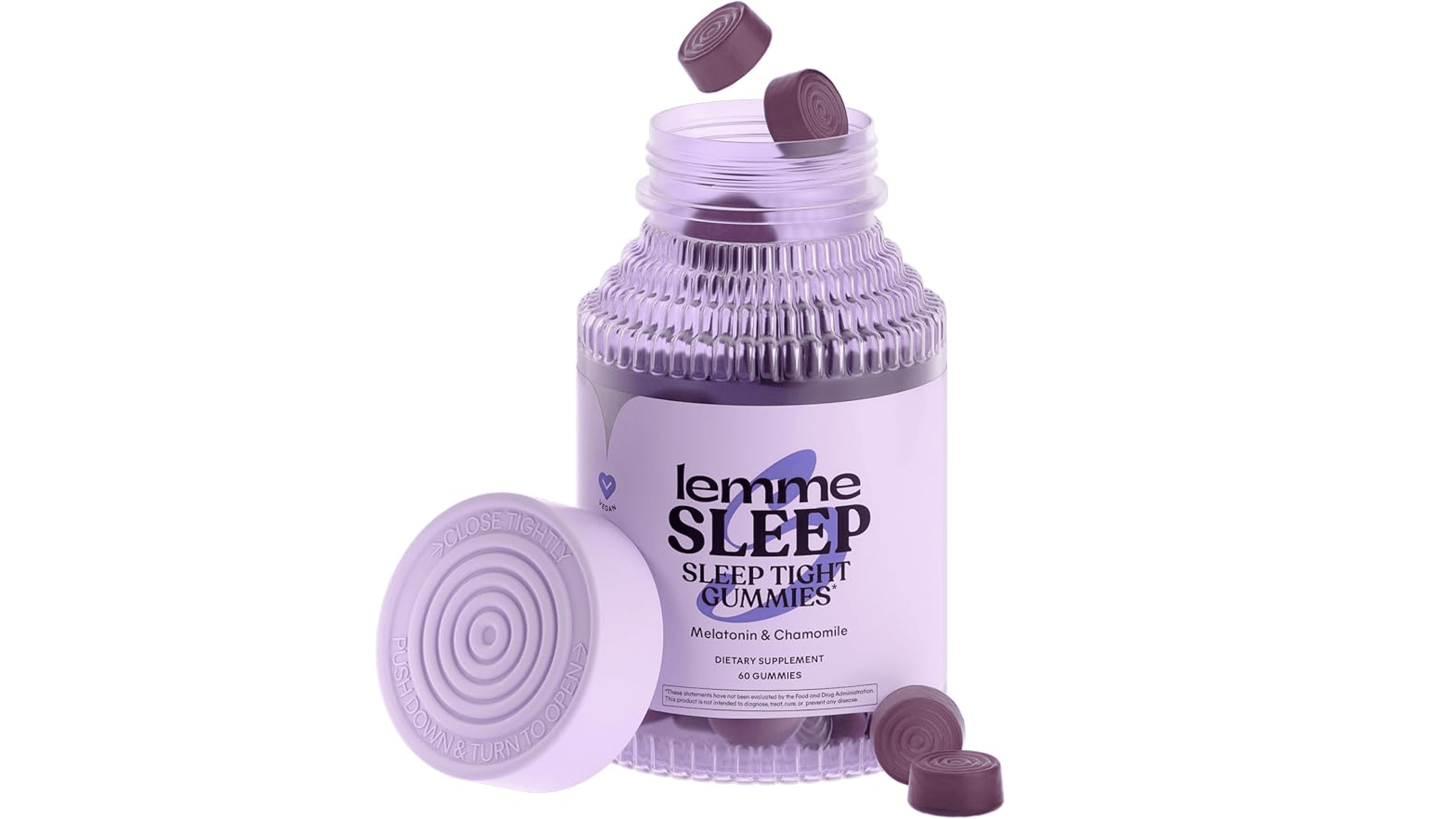 Lemme Sleep Gummies with 5mg Melatonin, Elderberry, Magnesium, L-Theanine, Chamomile and Lavender, Drug-Free Nighttime Sleep Aid, Vegan, Gluten Free, Gelatin Free, Non GMO, Berry Flavored (60 Count)