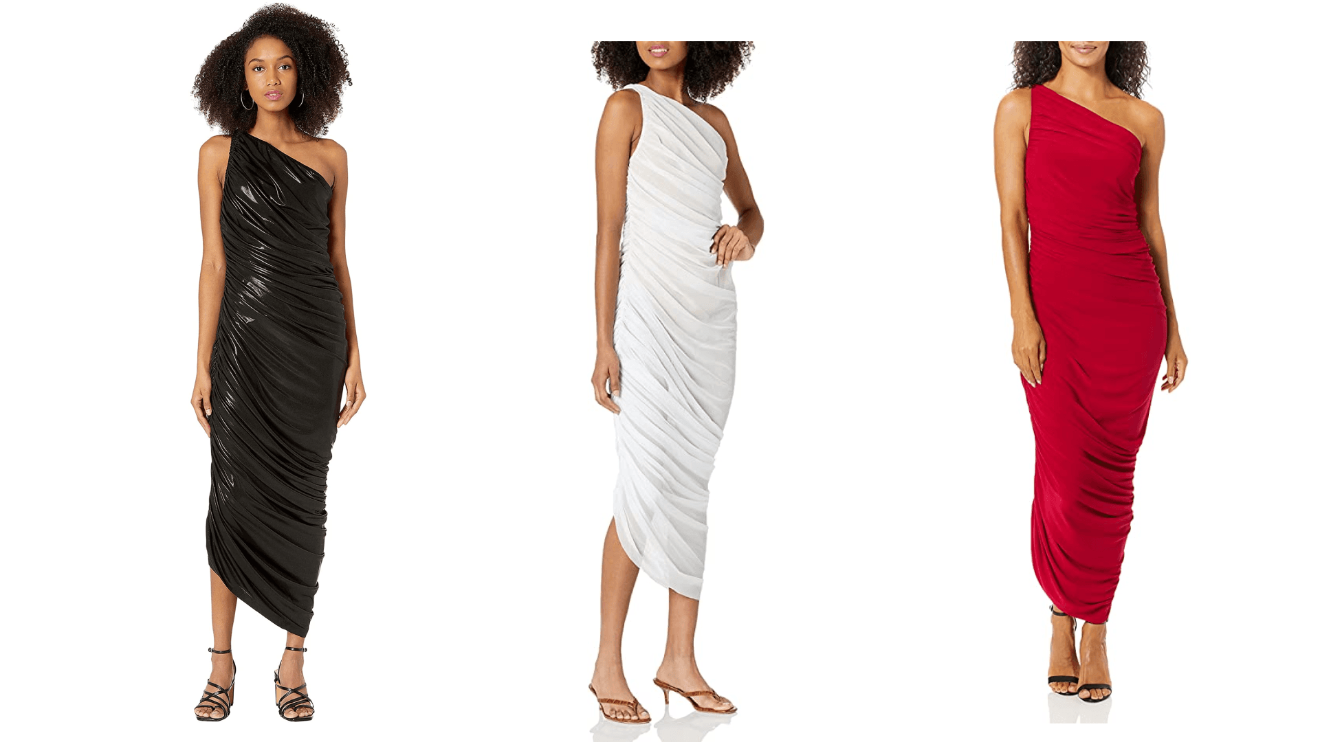 Black white and red rouched dress