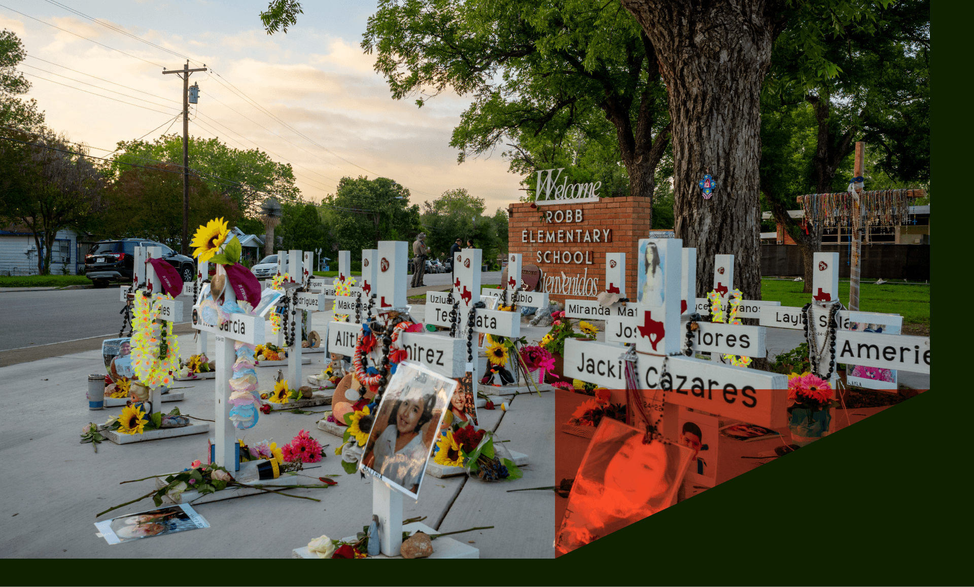 A memorial outside of Robb Elementary School