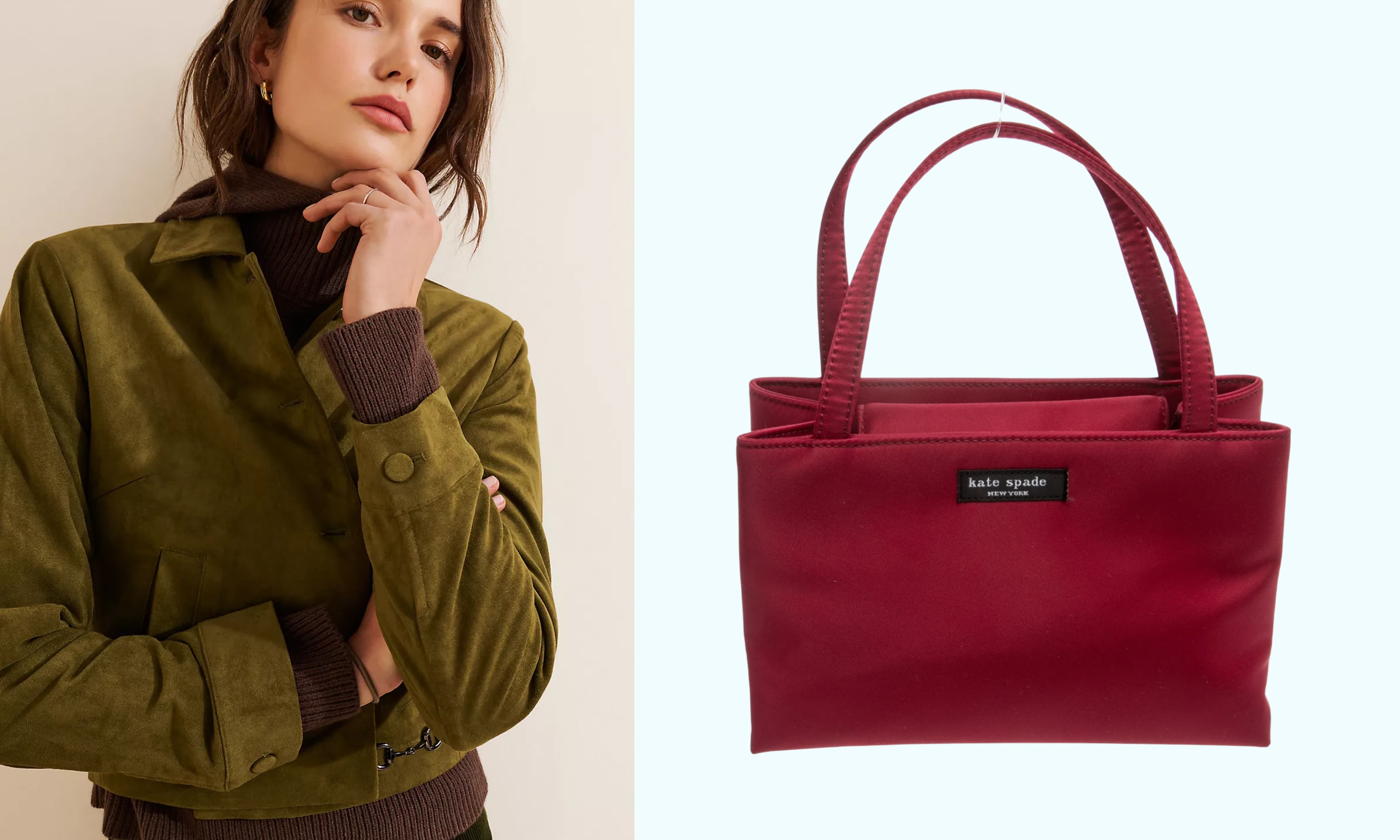 suede jacket, mini bag
