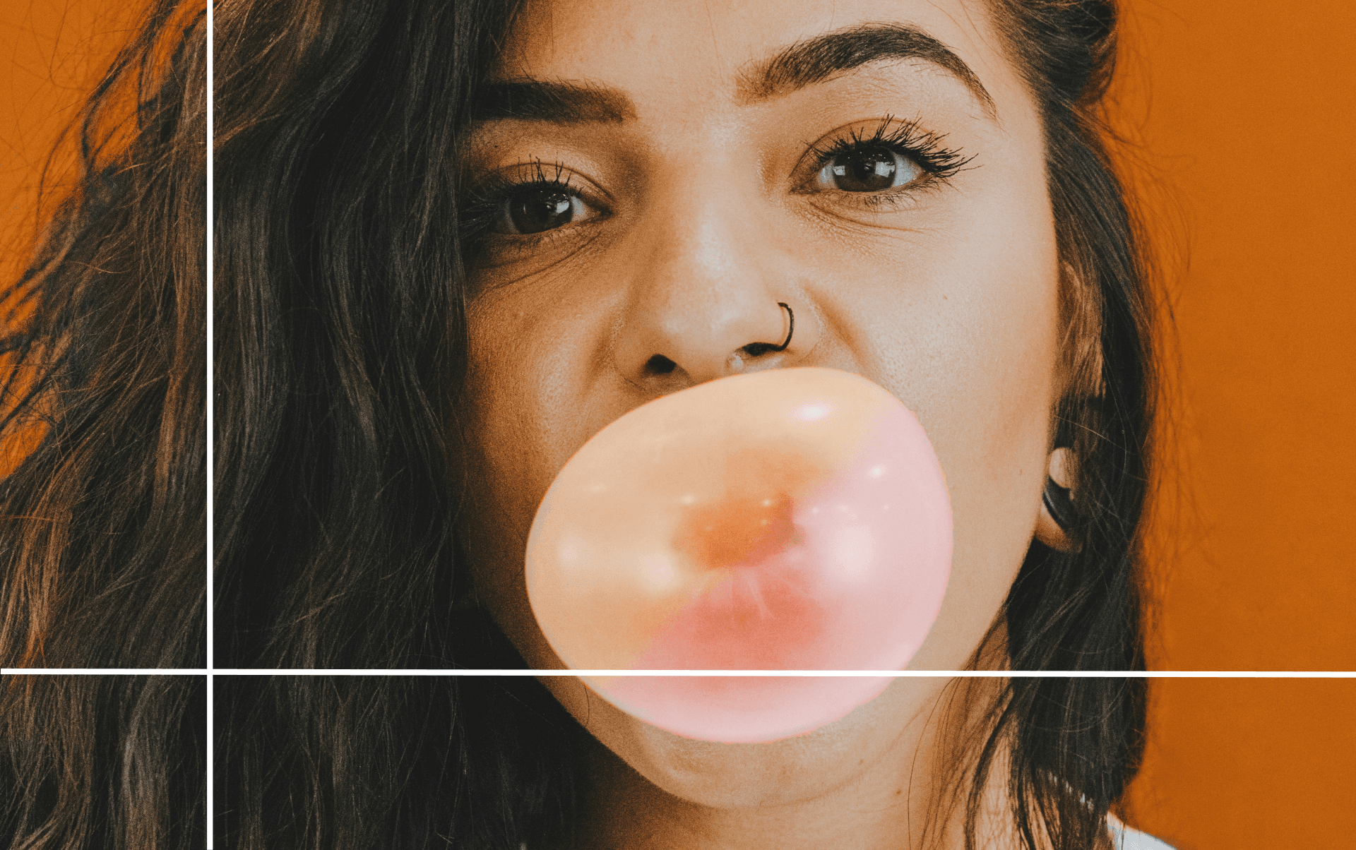 woman popping a bubble