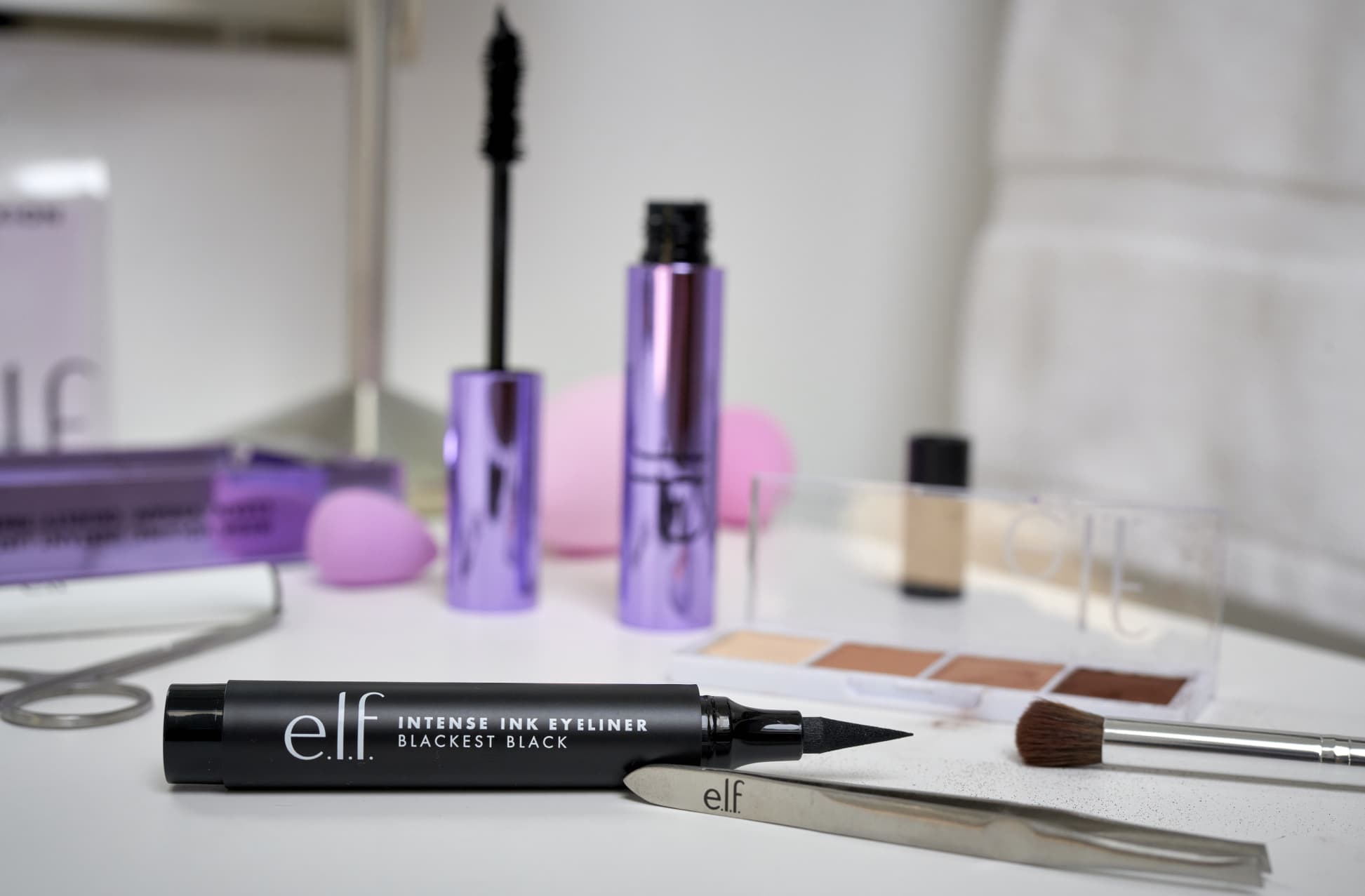 Elf Beauty Products on a counter