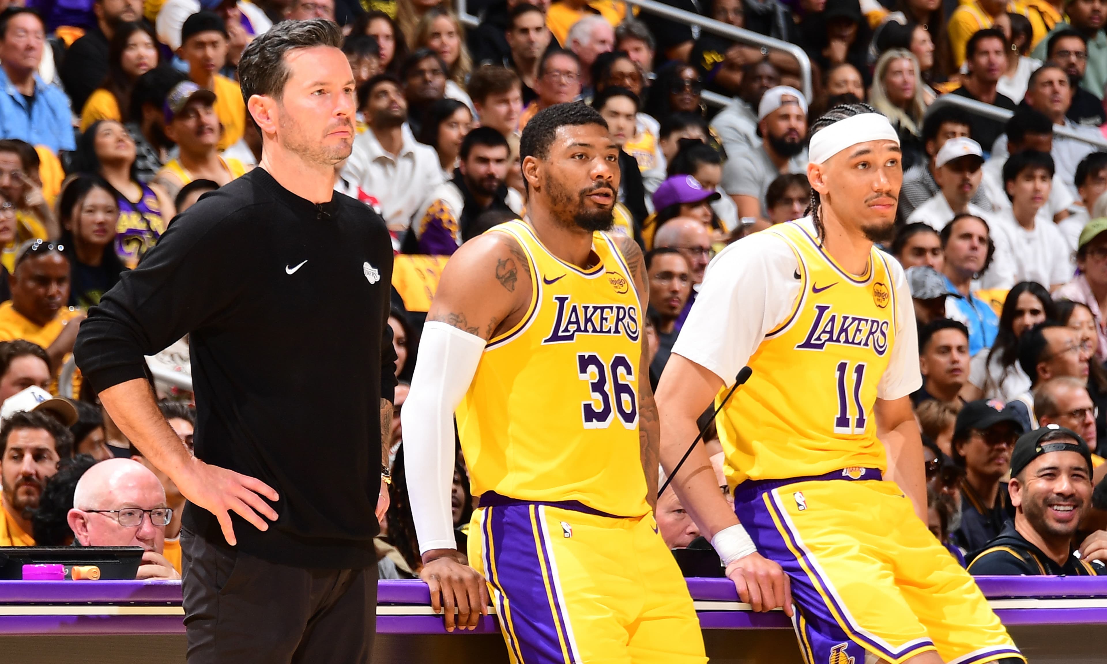 Lakers players and coach