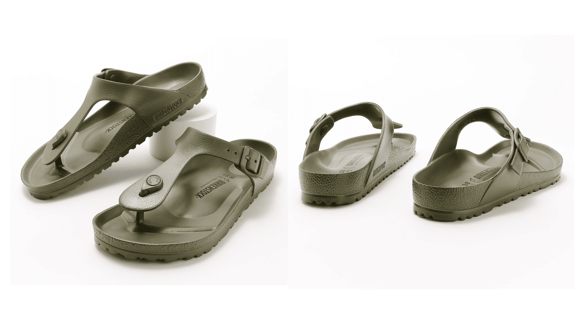 Khaki green Birkenstock recovery sandals