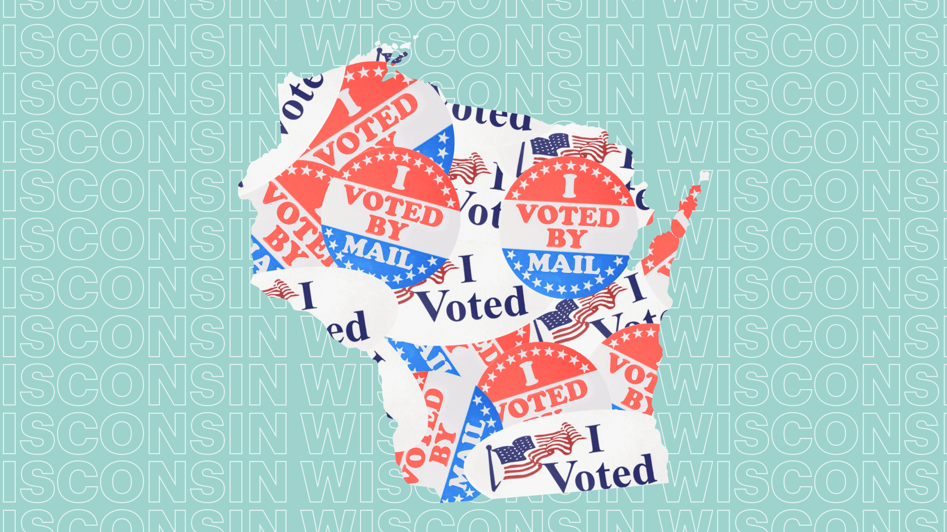 Wisconsin state with I voted images over it