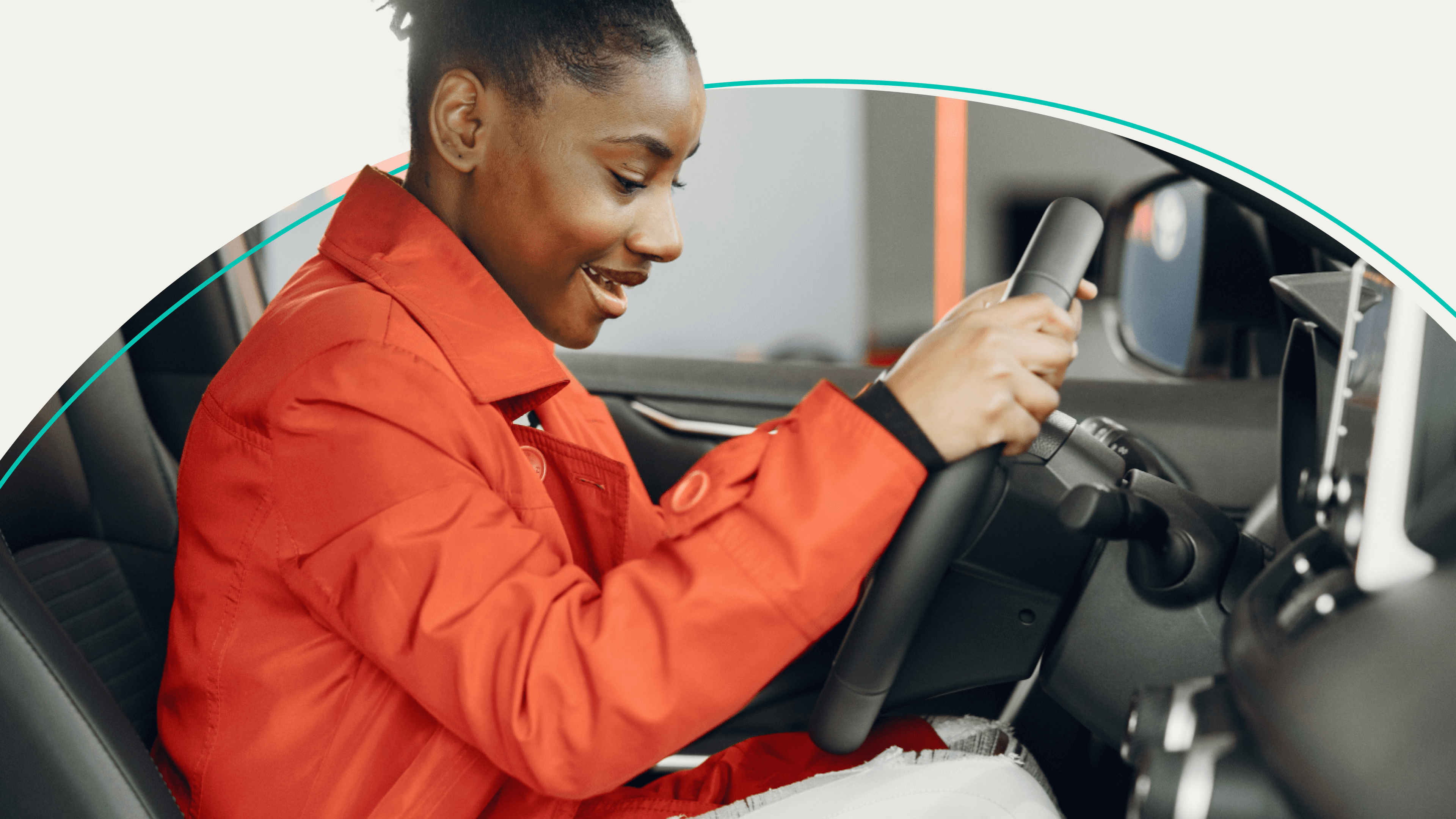 A person getting in a car to test drive