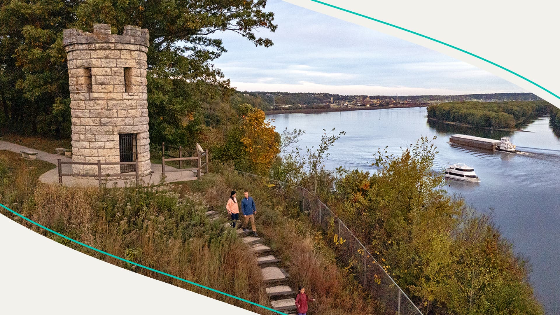 people walking on scenic path