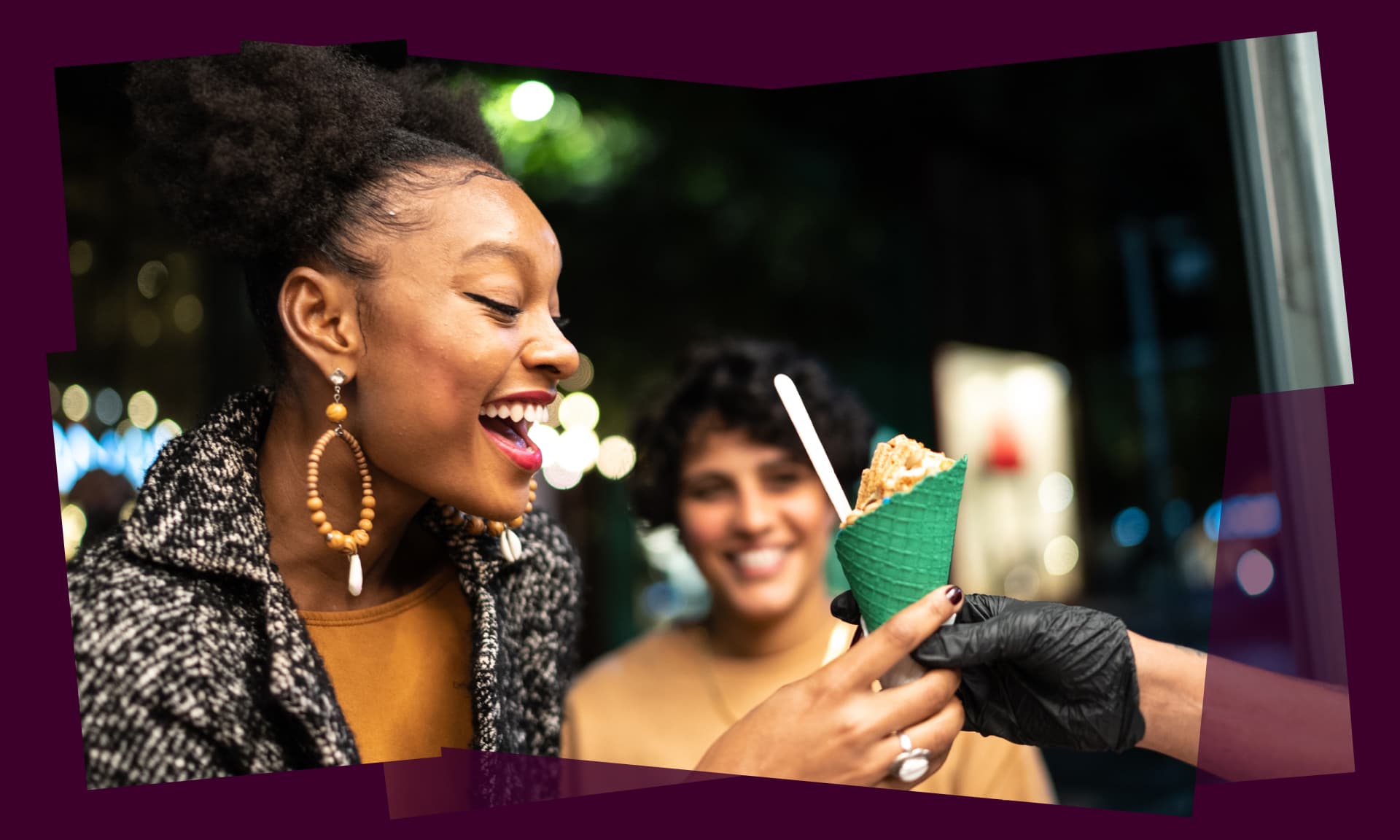 woman buying ice cream cone