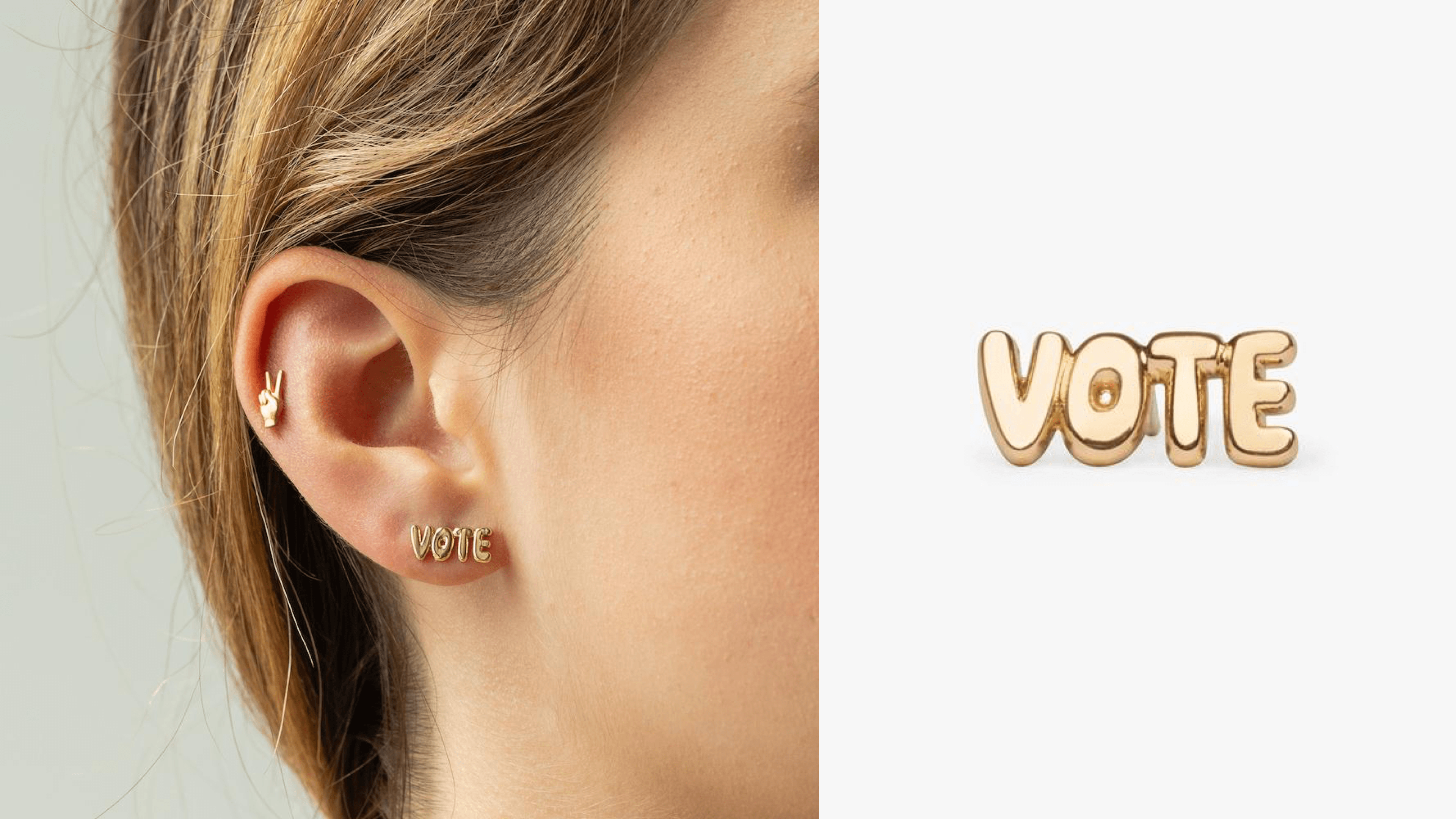 yellow gold vote stud for your ear