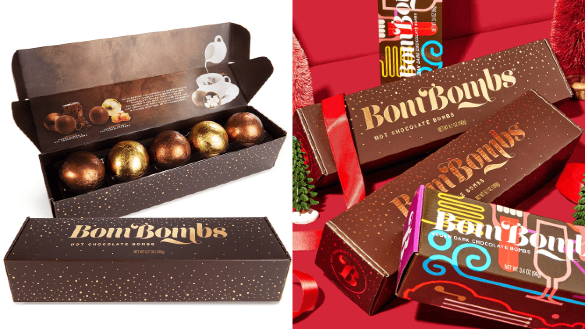 BomBombs, Hot Chocolate Bombs, Includes Fudge Brownie and Caramel Candy Cocoa Bombs Filled with Marshmallows, Pack of 5