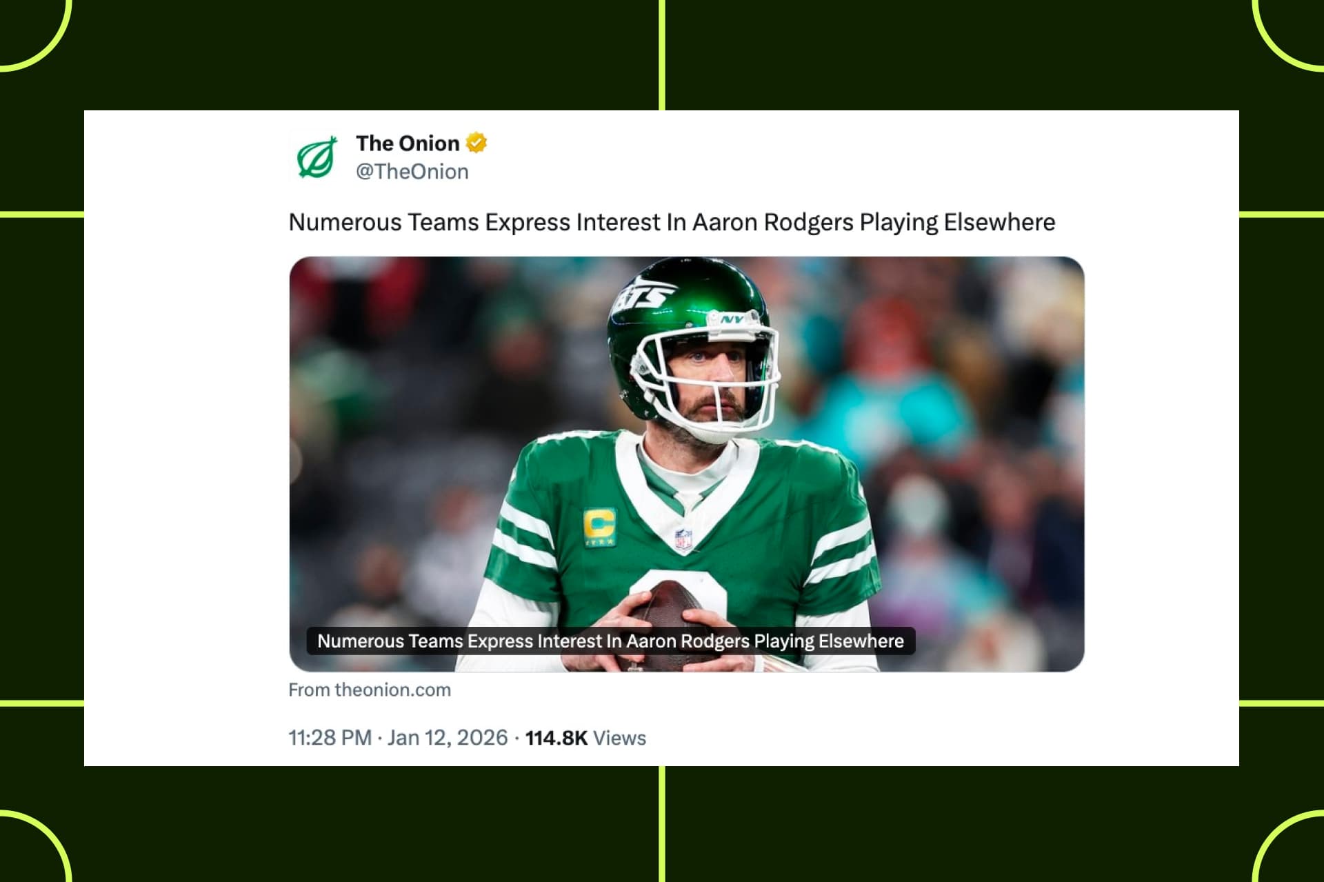 Aaron Rodgers Onion post