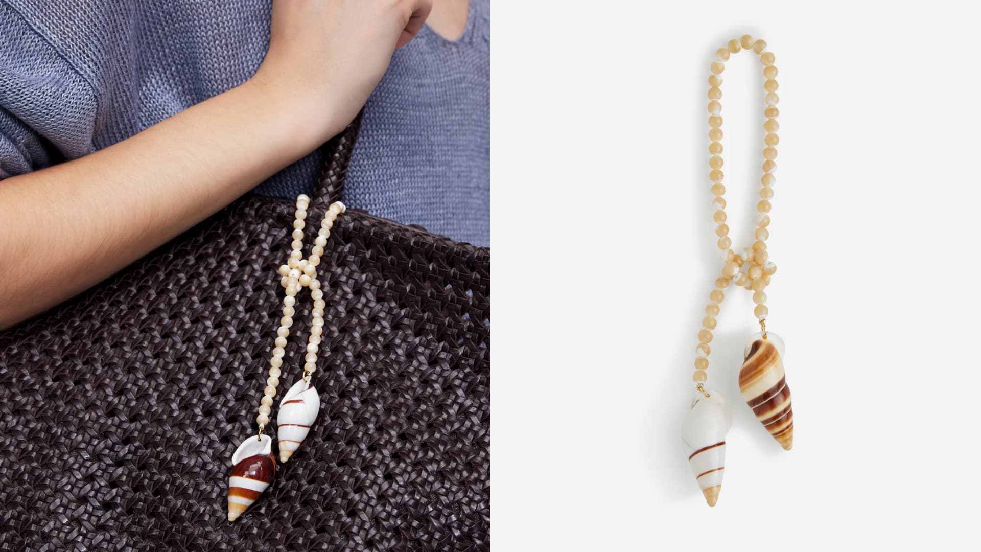 A shell and pearl bag charm from Madewell.