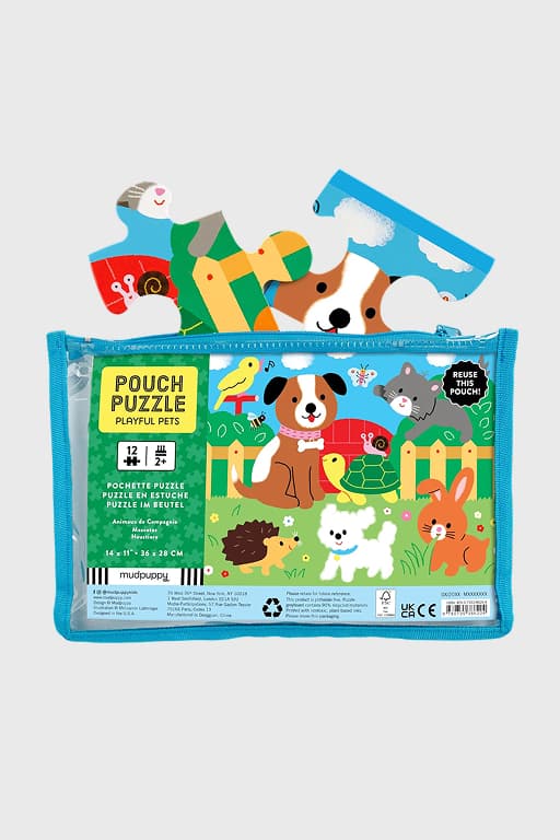 Playful Pets 12 Piece Pouch Puzzle for Kids