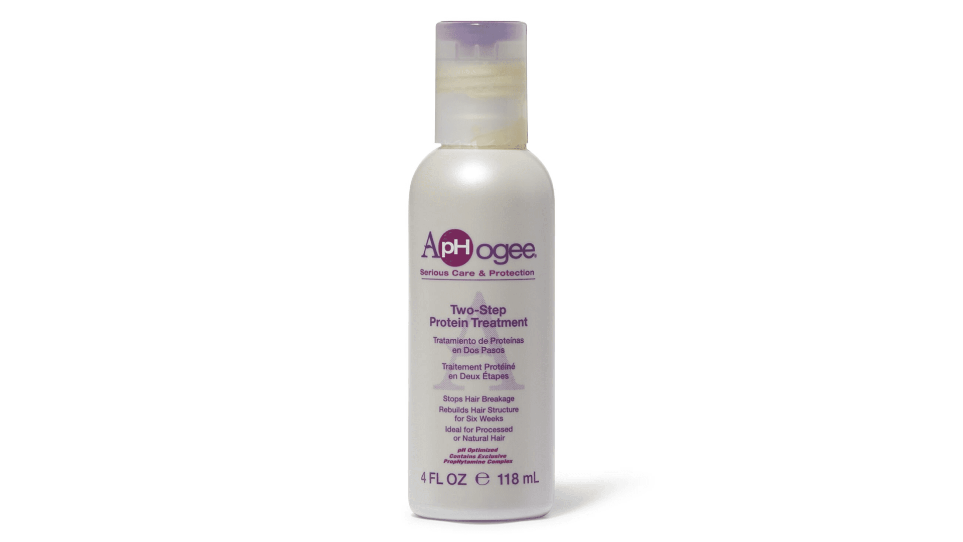 Opaque white bottle with purple accent