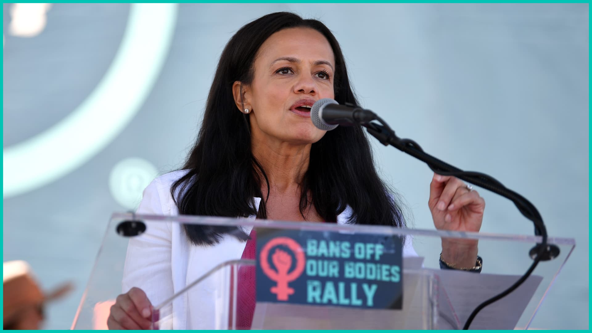 Alexis McGill Johnson speaking at rally