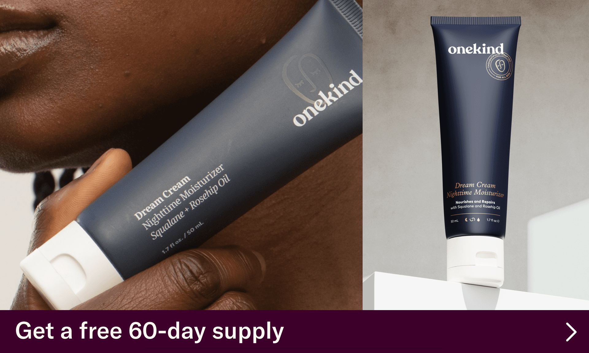 Image of person holding OneKind moisturizer