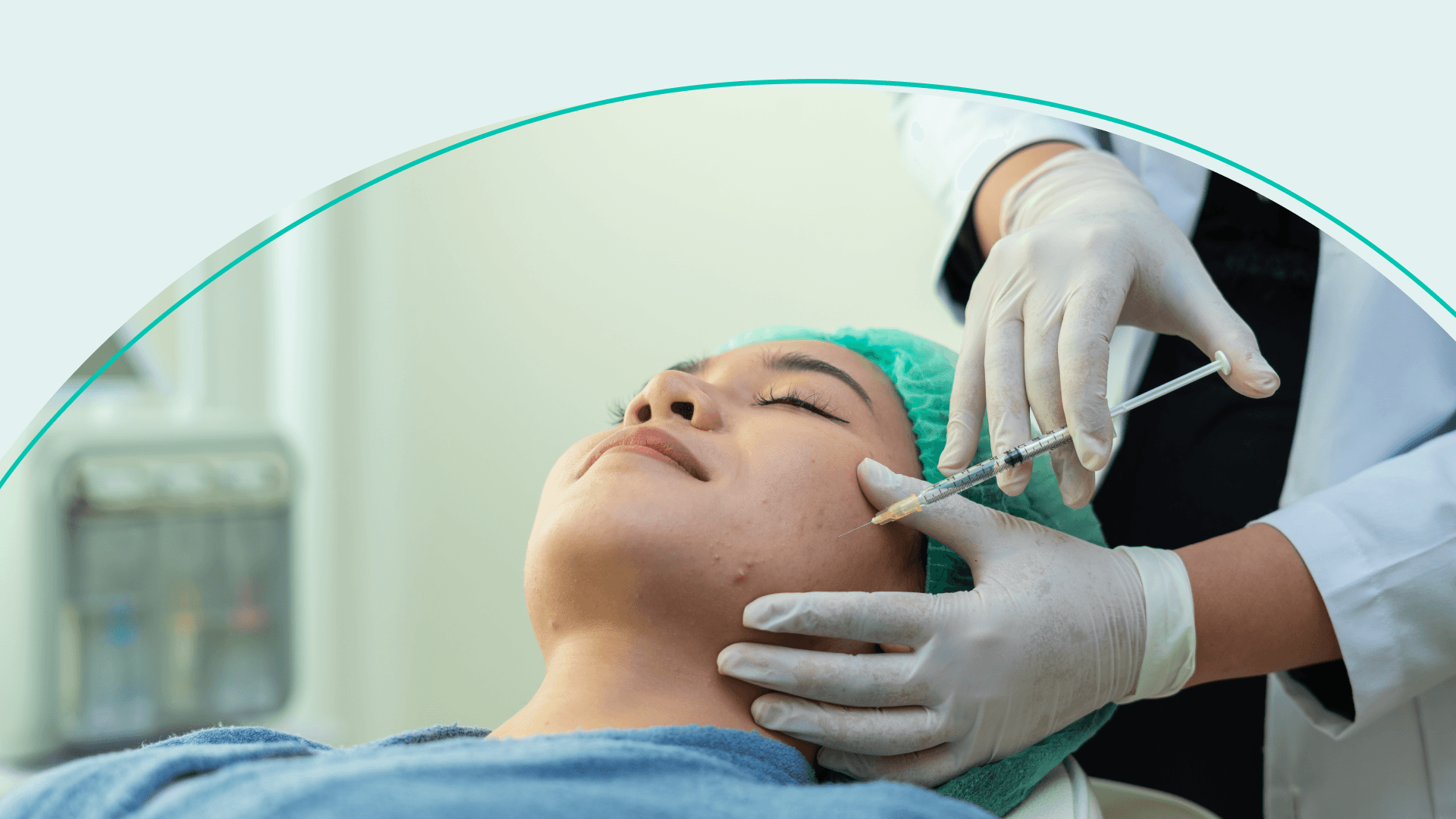 Woman receives botox treatment