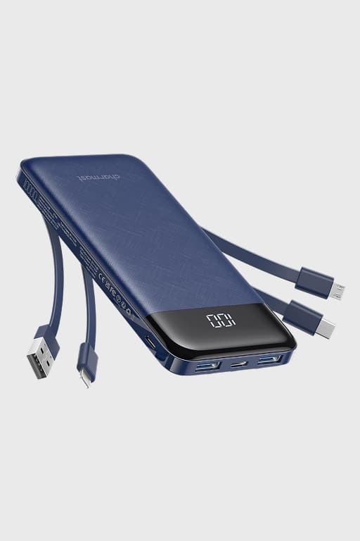 Power Bank Portable Charger with Reinforced Built-in 4 Cables