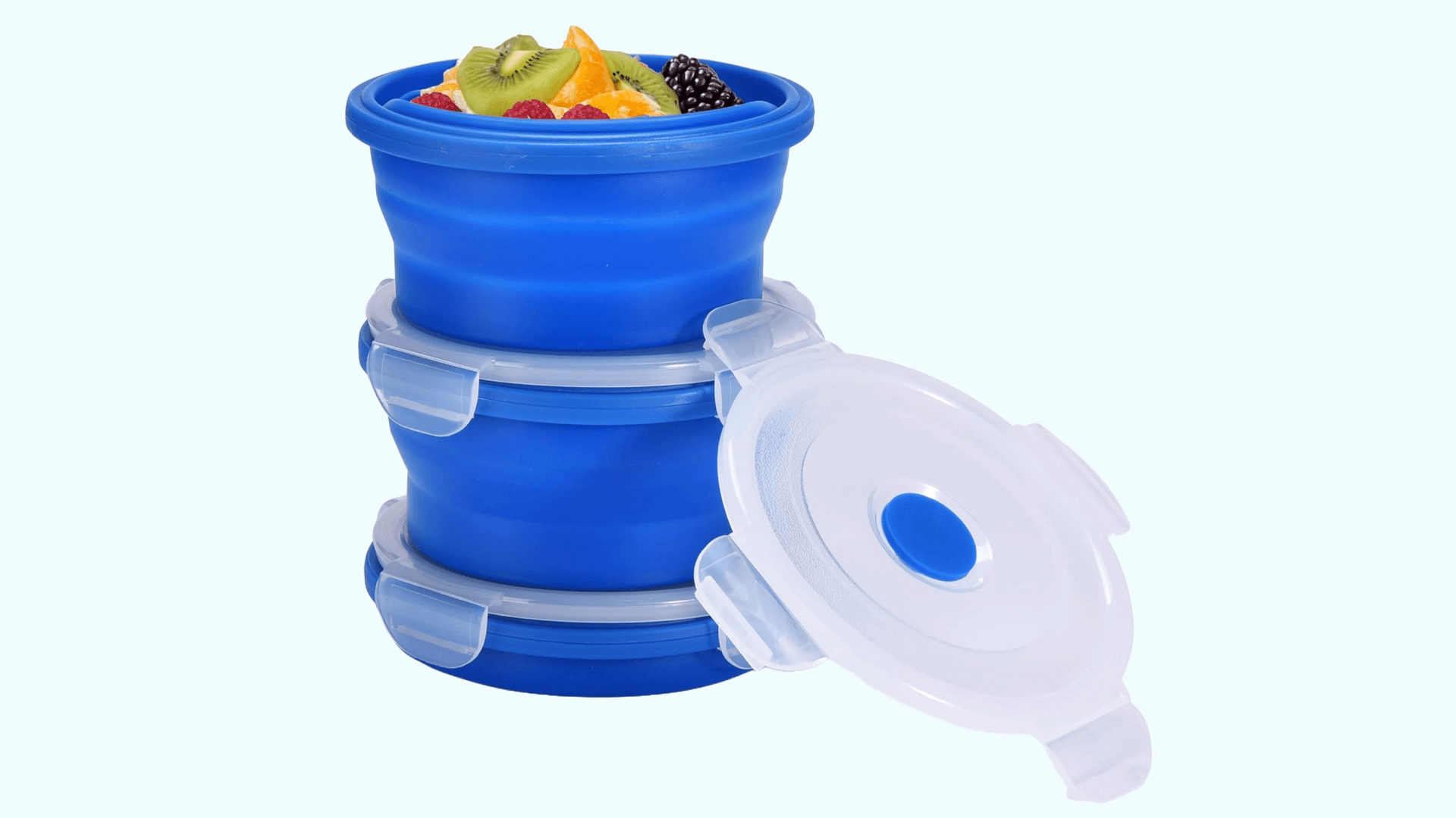 Collapsible Food Storage Containers with Lids - Silicone Bowls with Airtight Lid for Kitchen, Camping, Hiking - BPA Free, Microwave, Dishwasher and Freezer Safe Lunch Boxes - Salad Bowl Container