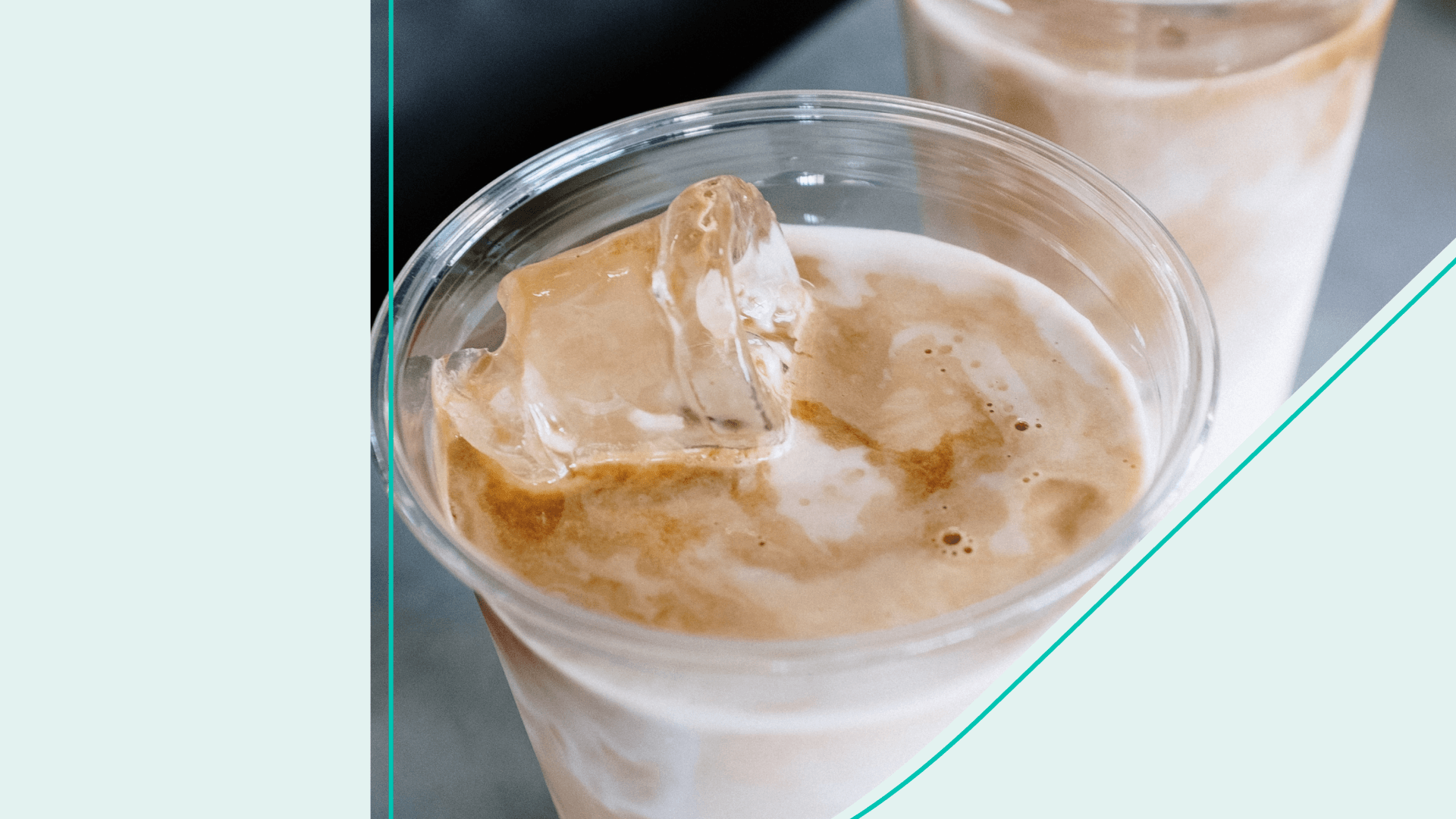 A plastic cup of iced coffee with milk