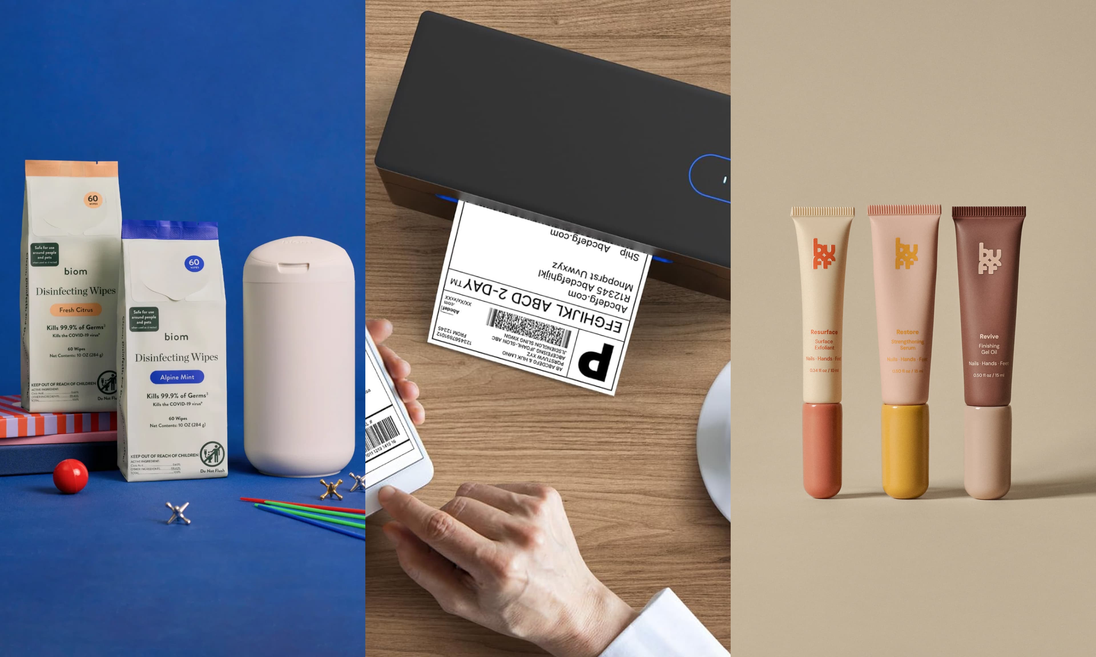wipes, shipping label printer, nail-care serums