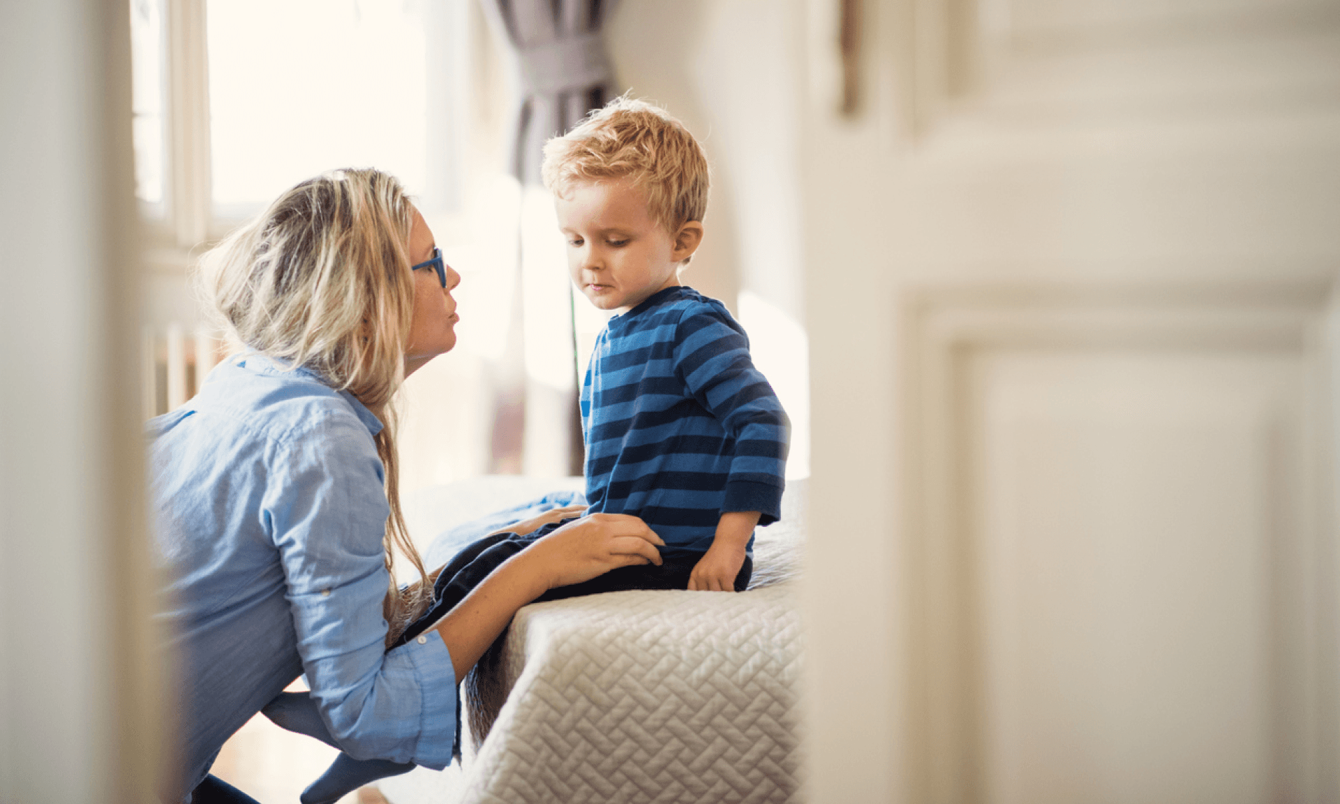 mom talking to her toddler
