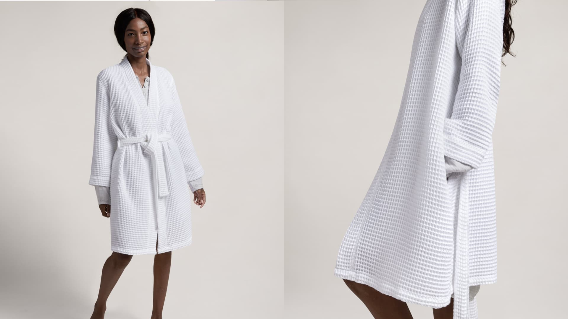 waffle robe in white