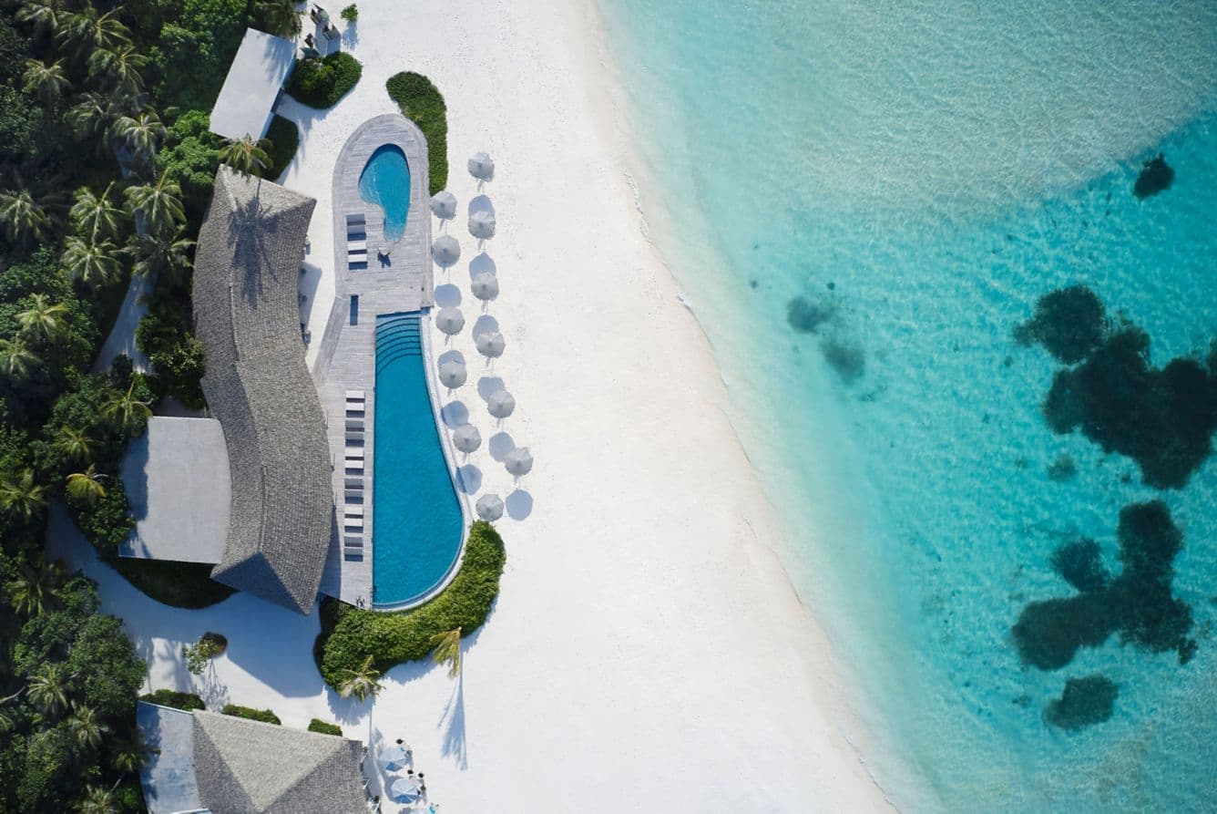 Bungalows on a white beach