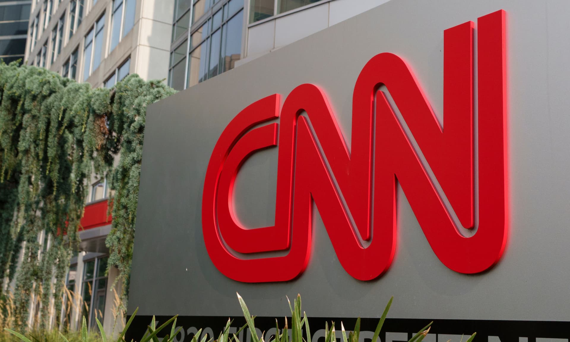CNN Logo displayed outside their Washington D.C. studio