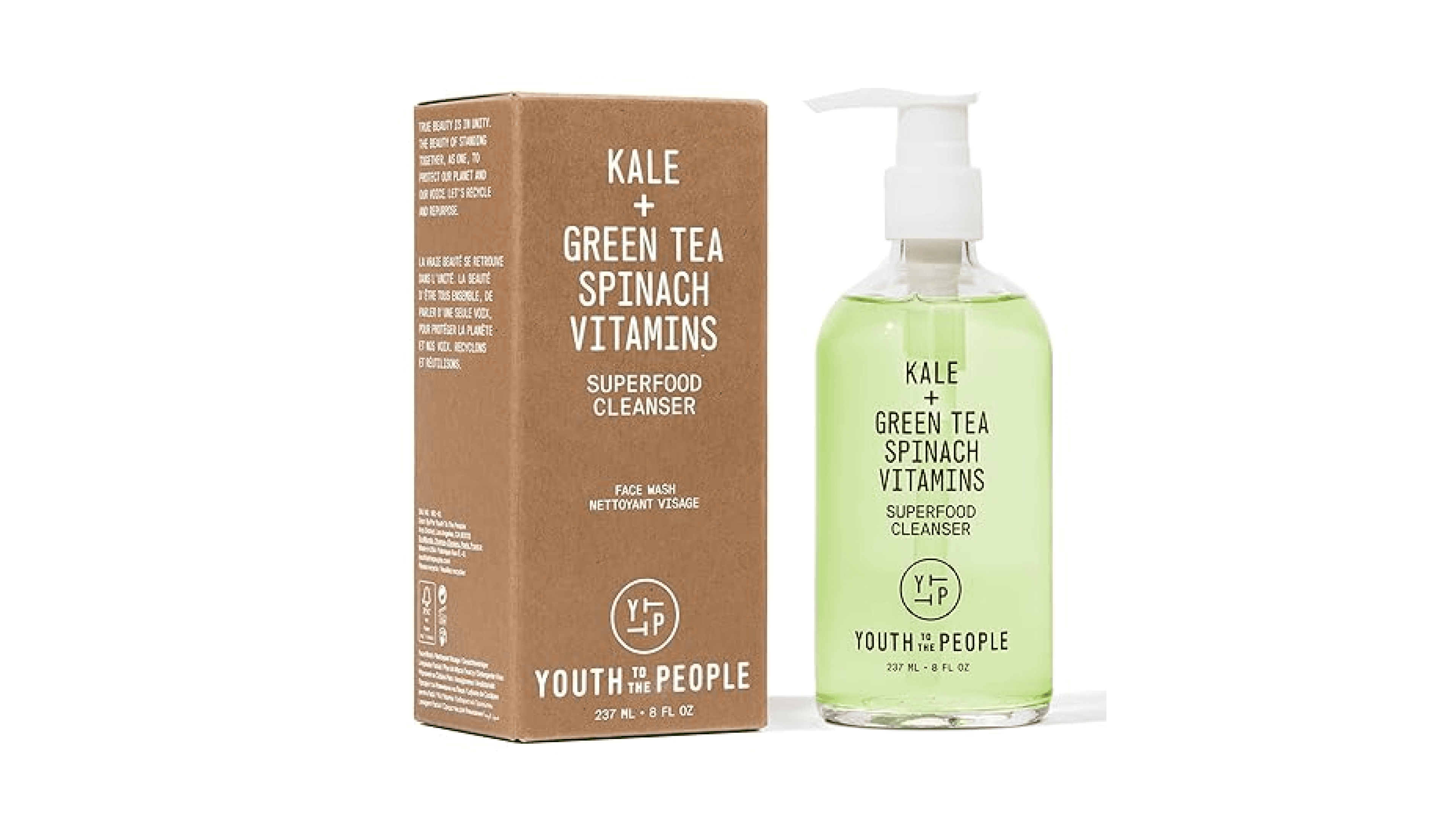 Youth To The People Superfood Facial Cleanser Full Size - Kale + Green Tea Daily Face Wash, Gentle Makeup Remover, with Soothing Antioxidants for Glowing Skin, pH Balance, Clean Pores – 8 fl oz