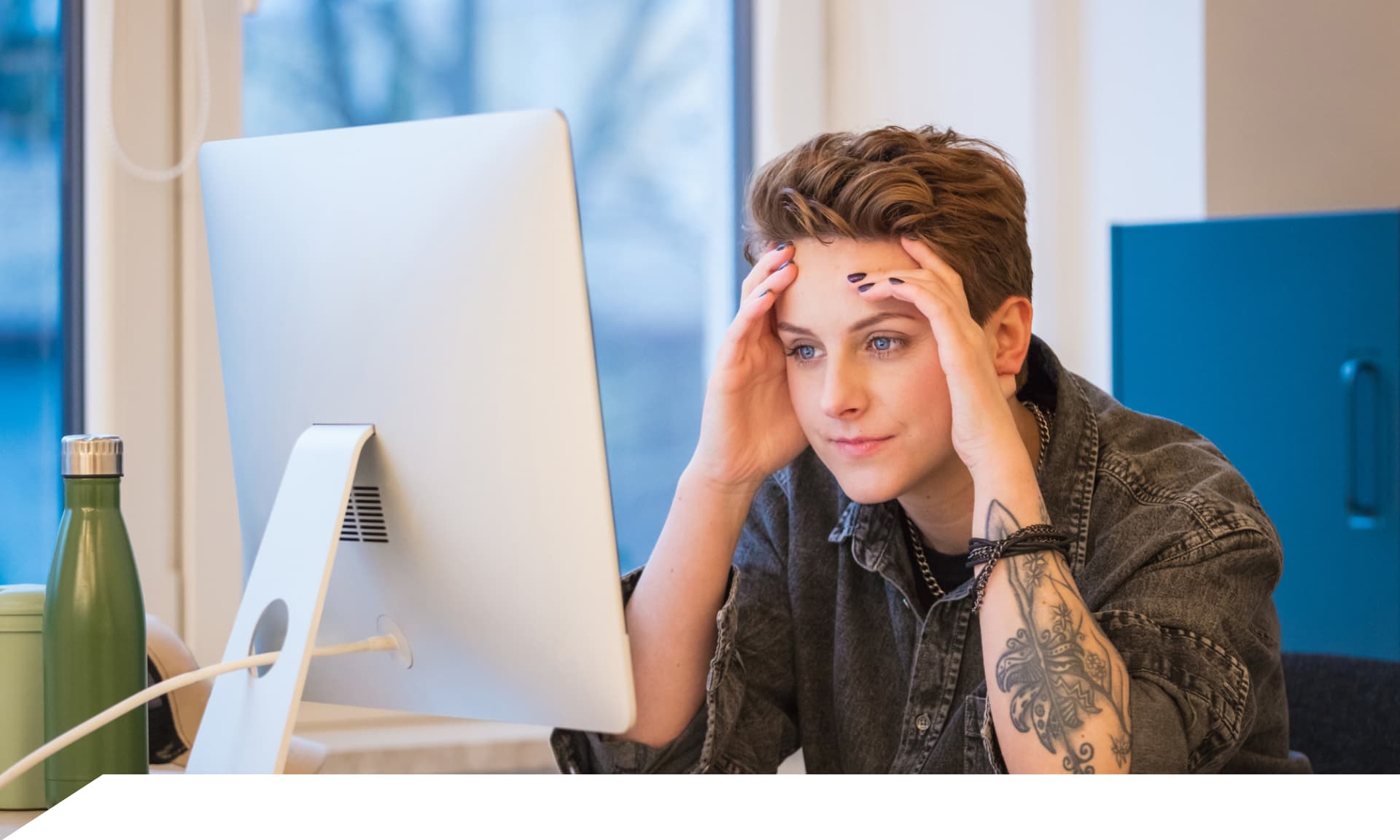 Woman stressed at work