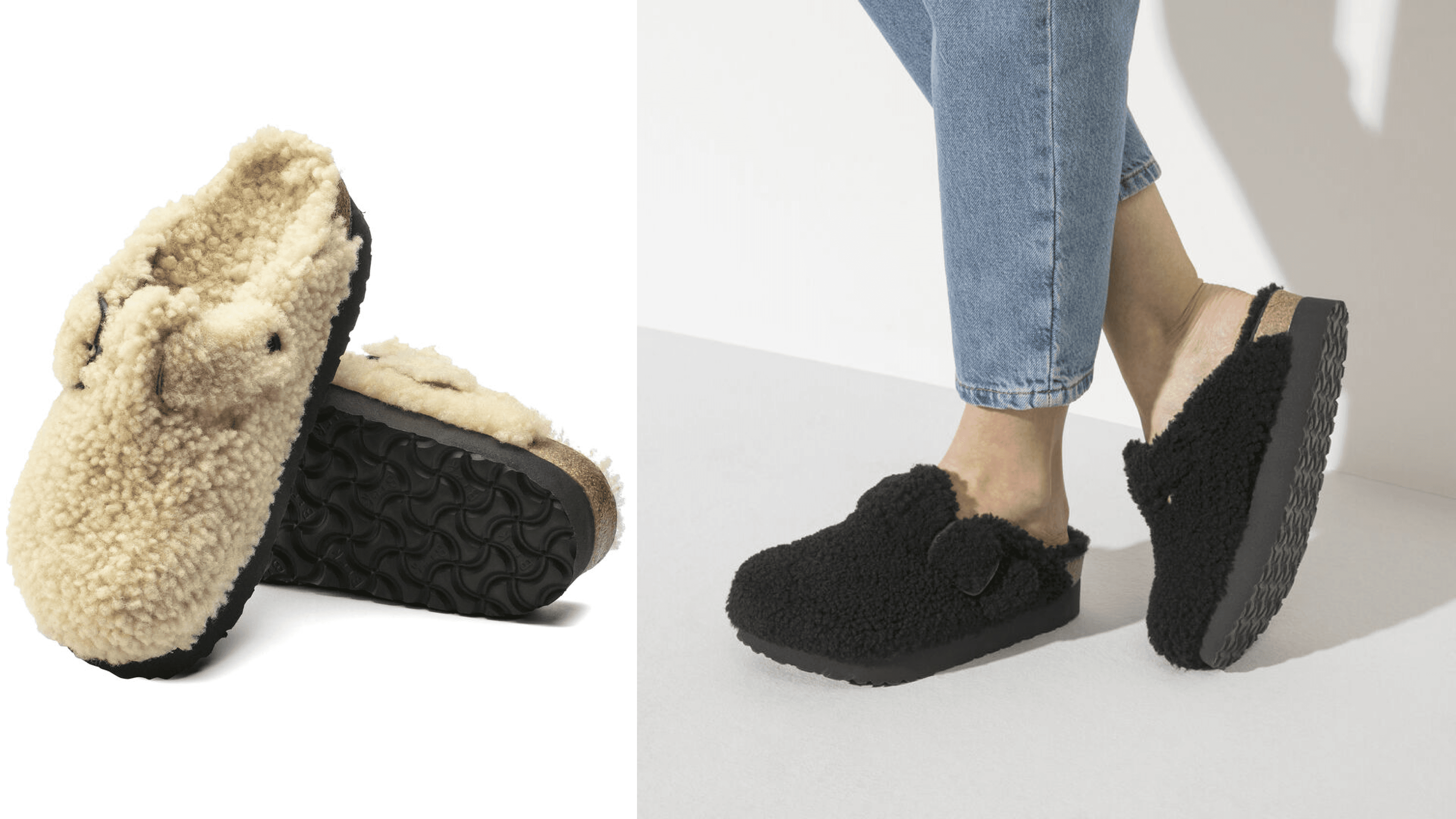 shearling birkenstock clogs