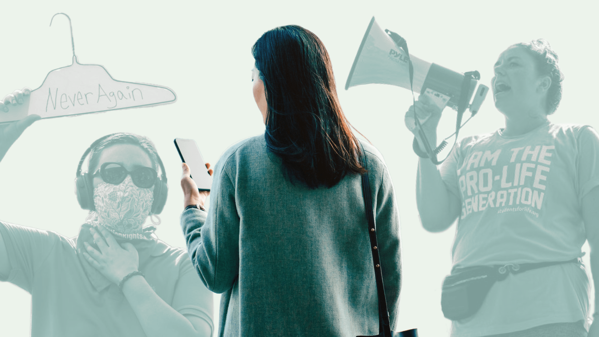 Women protesting in support of and against abortion rights