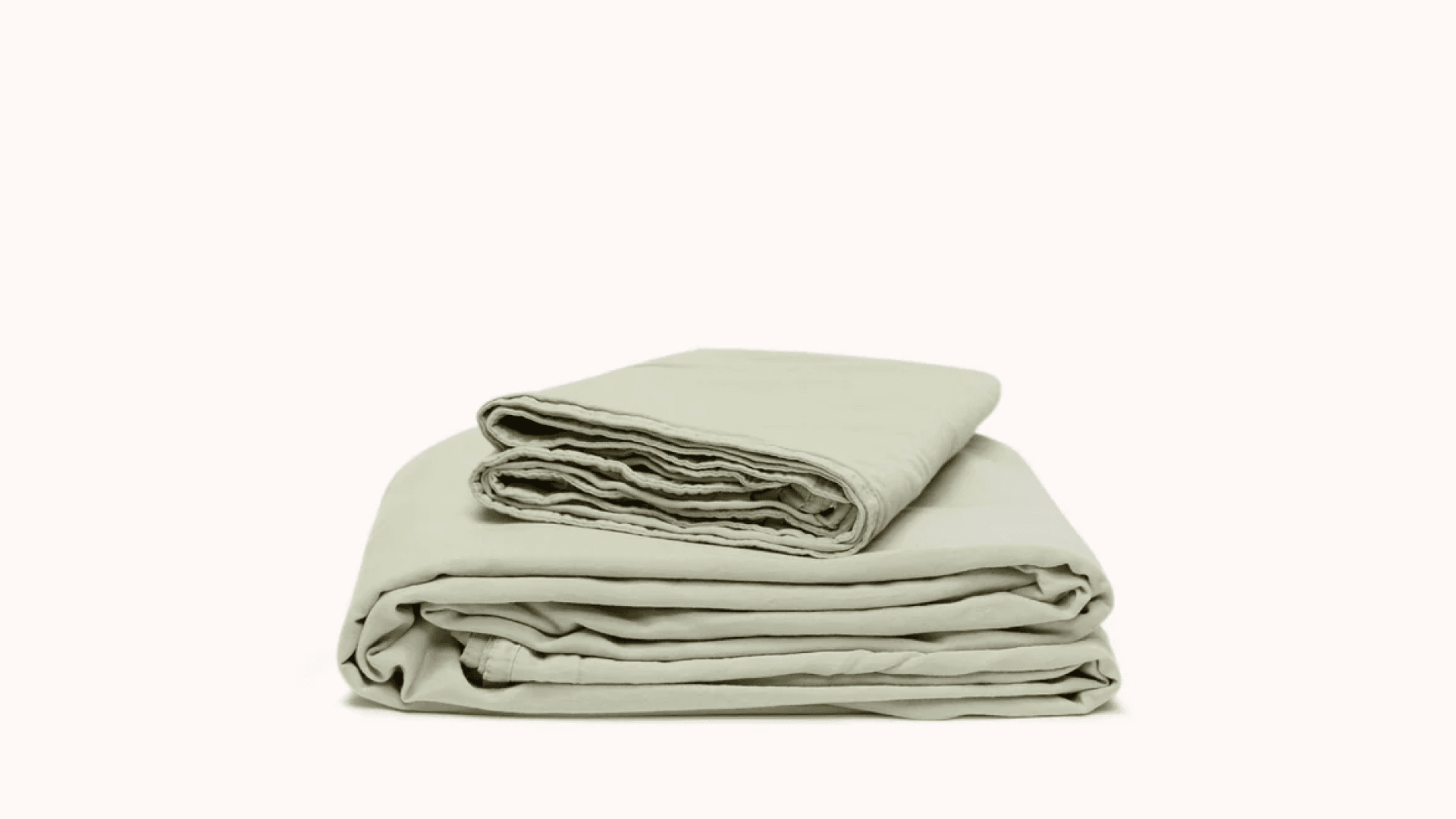 Folded sheet set in light green