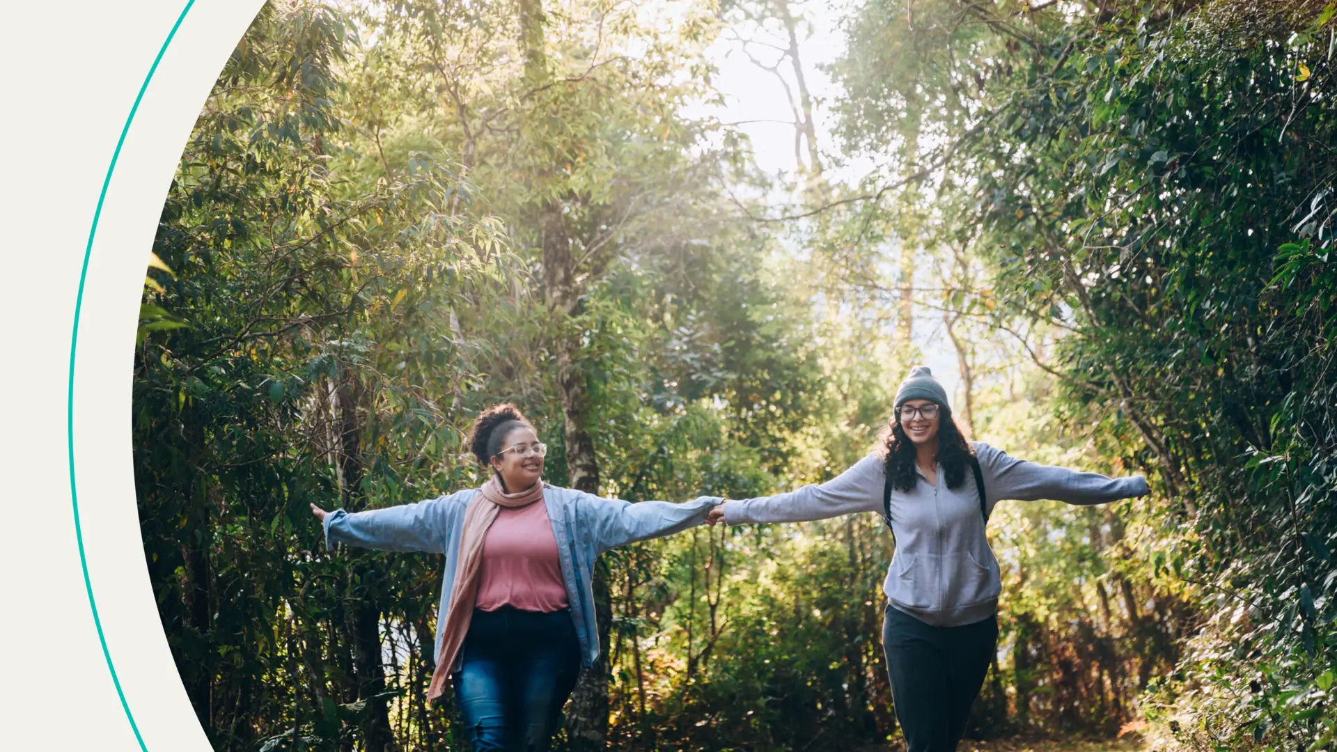 two women hiking outdoors
