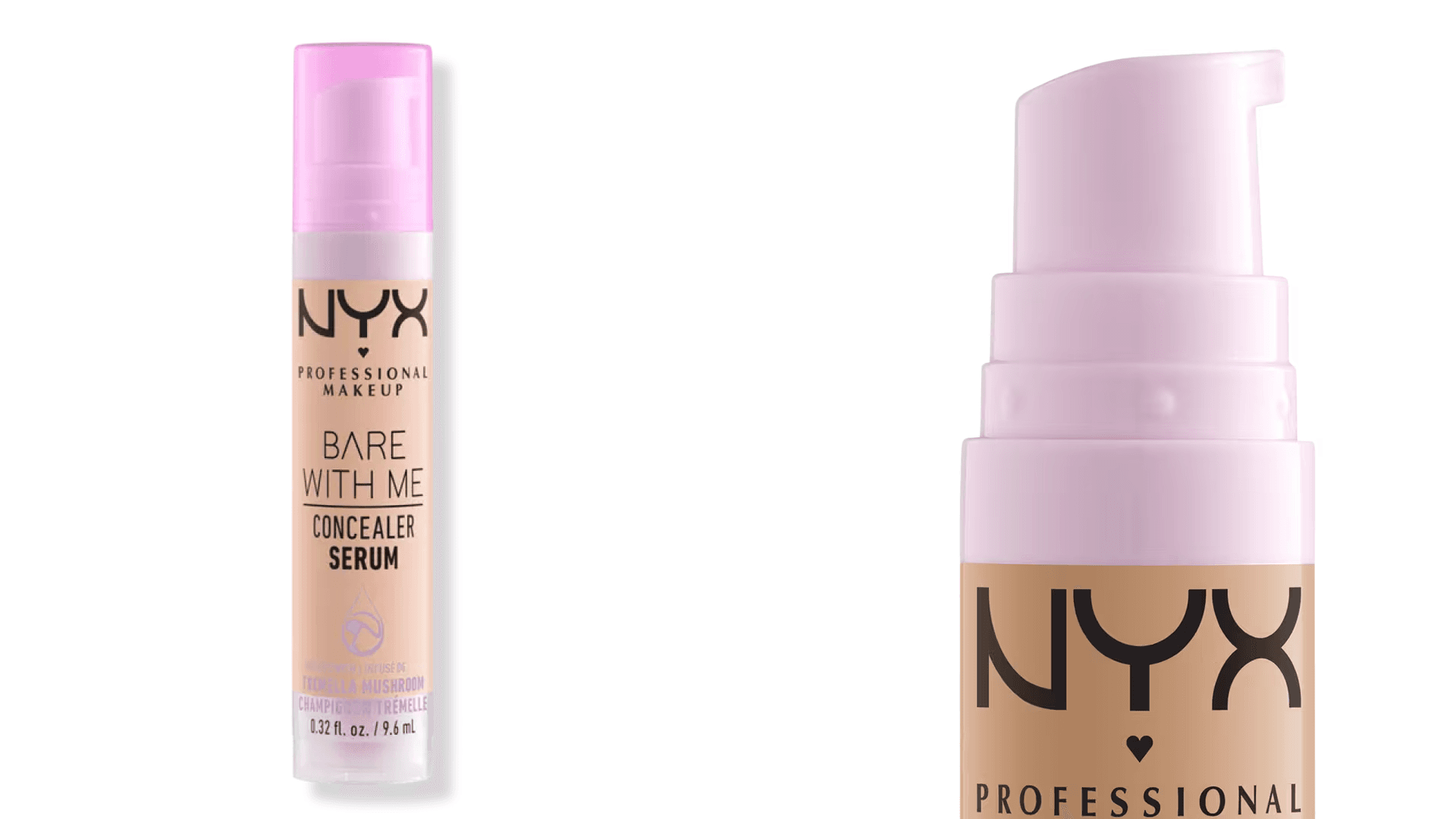Wide and close-up shots of concealer bottle