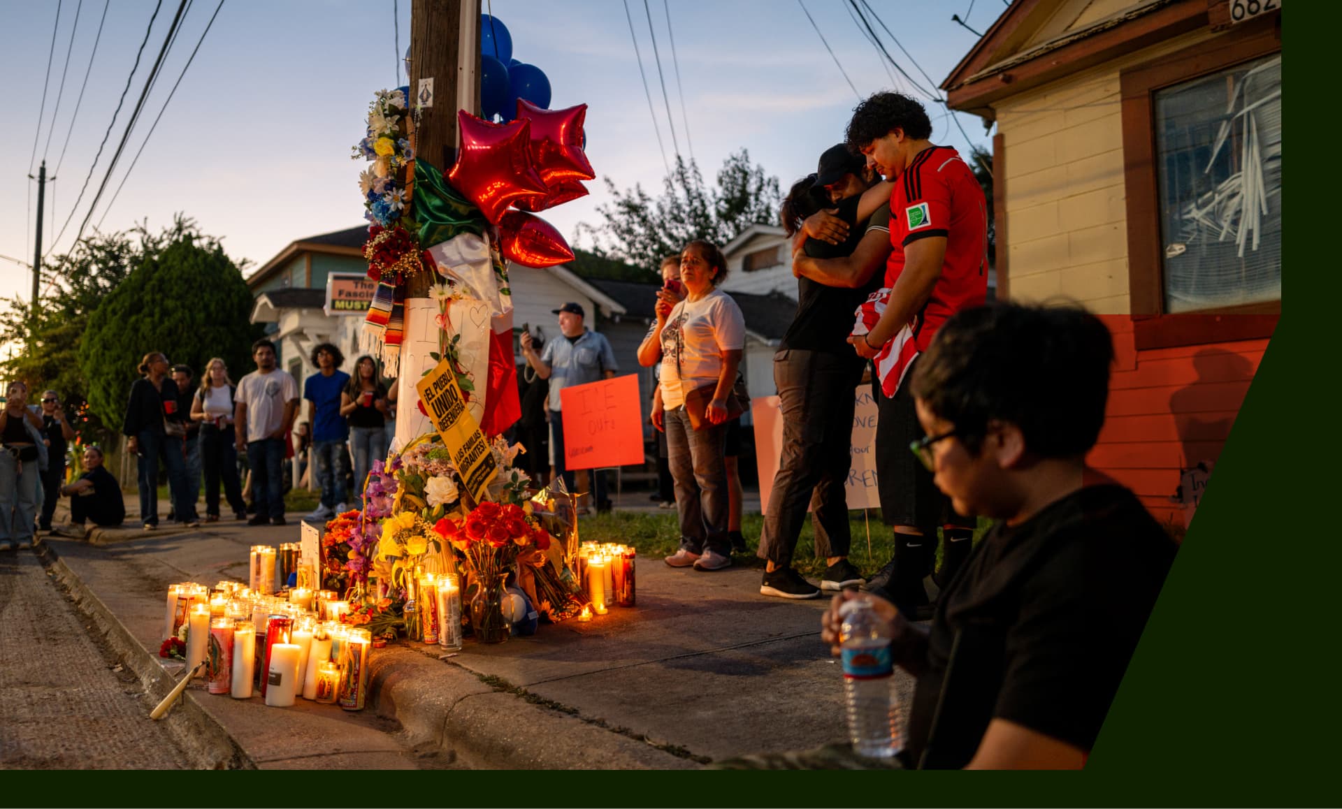 Mourners gather at a candlelit vigil to honor Lorenzo Salgado Araujo.