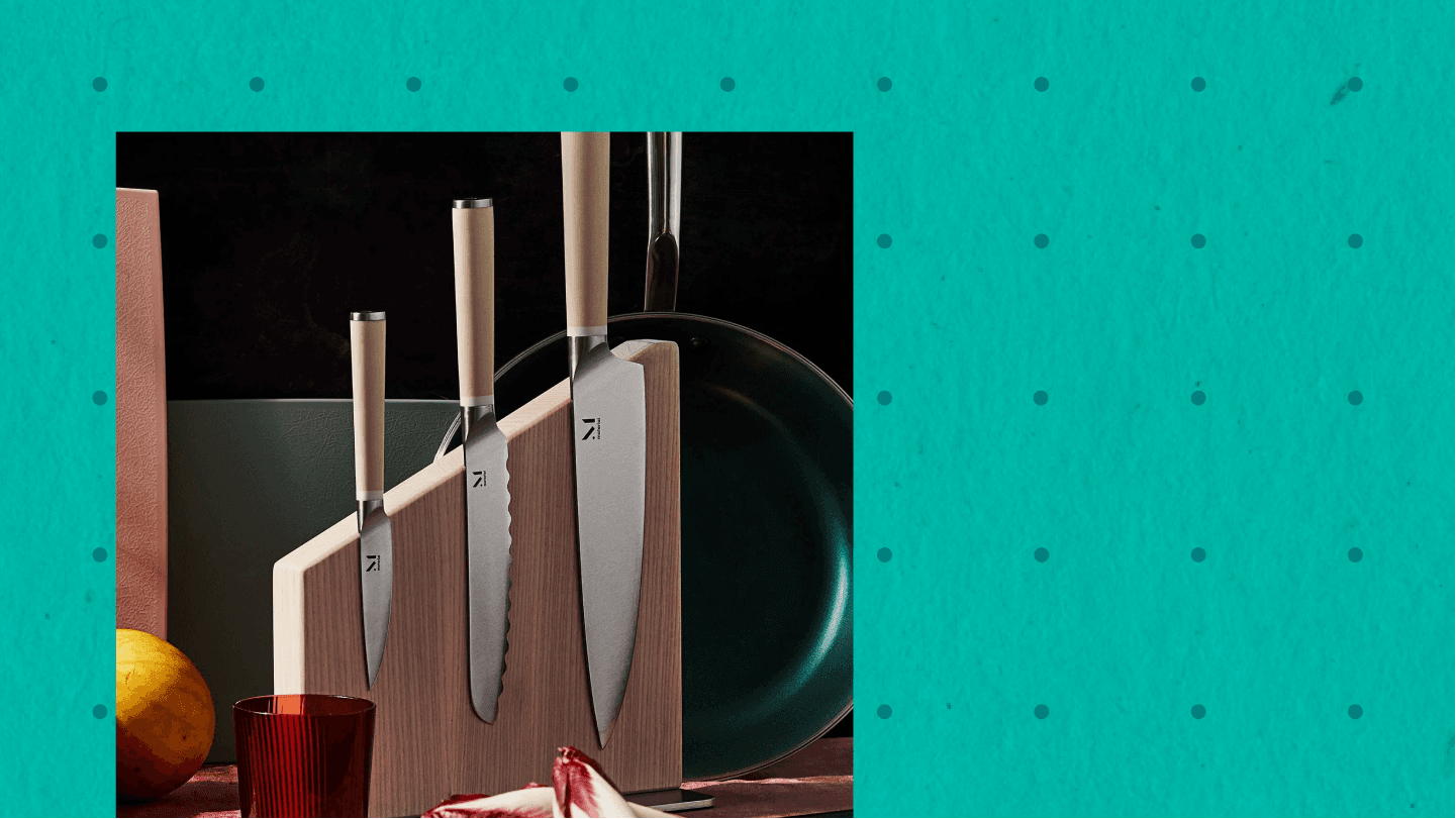 material kitchen knives and knife stand