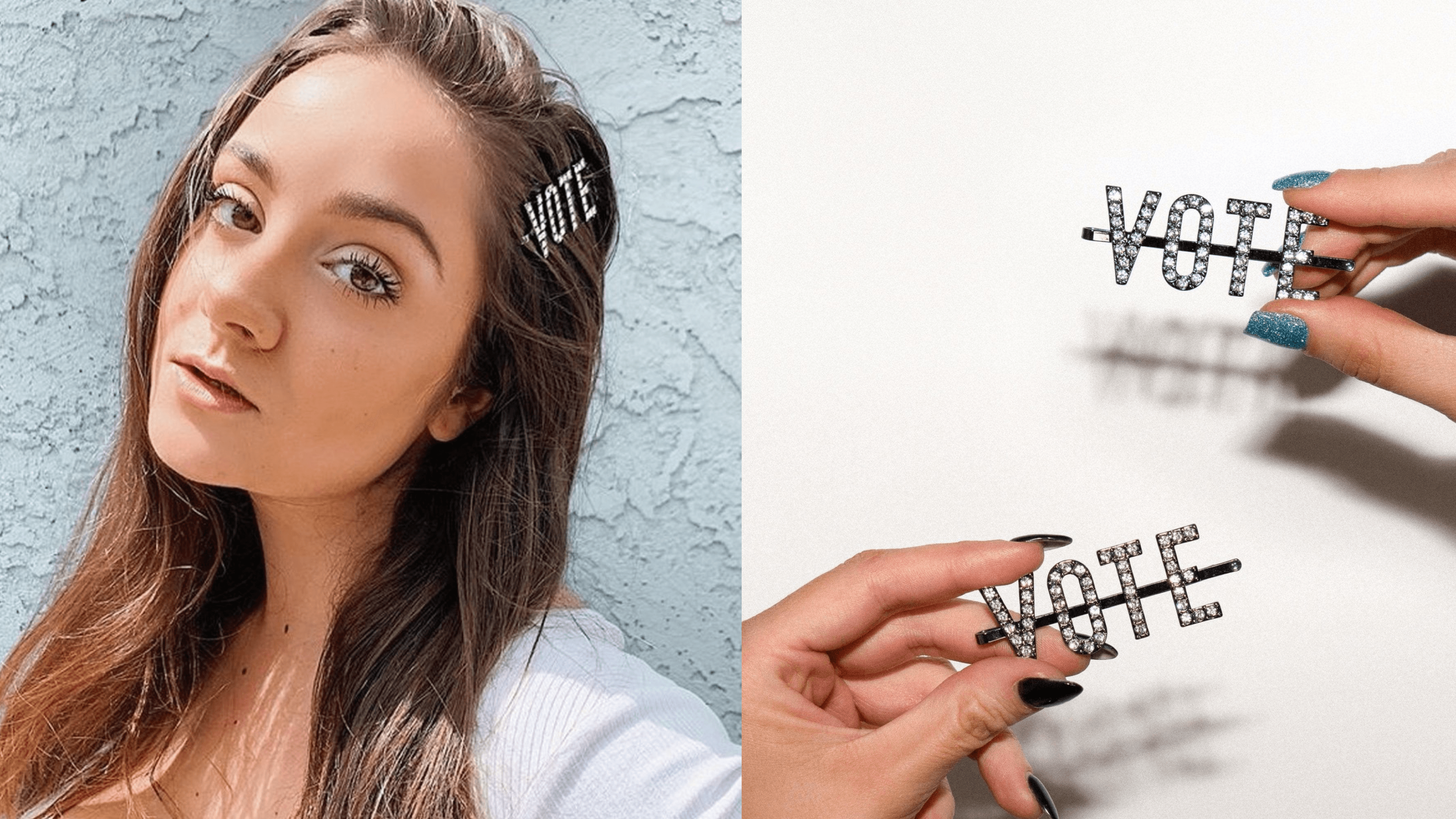 rhinestone vote hair bobby pin