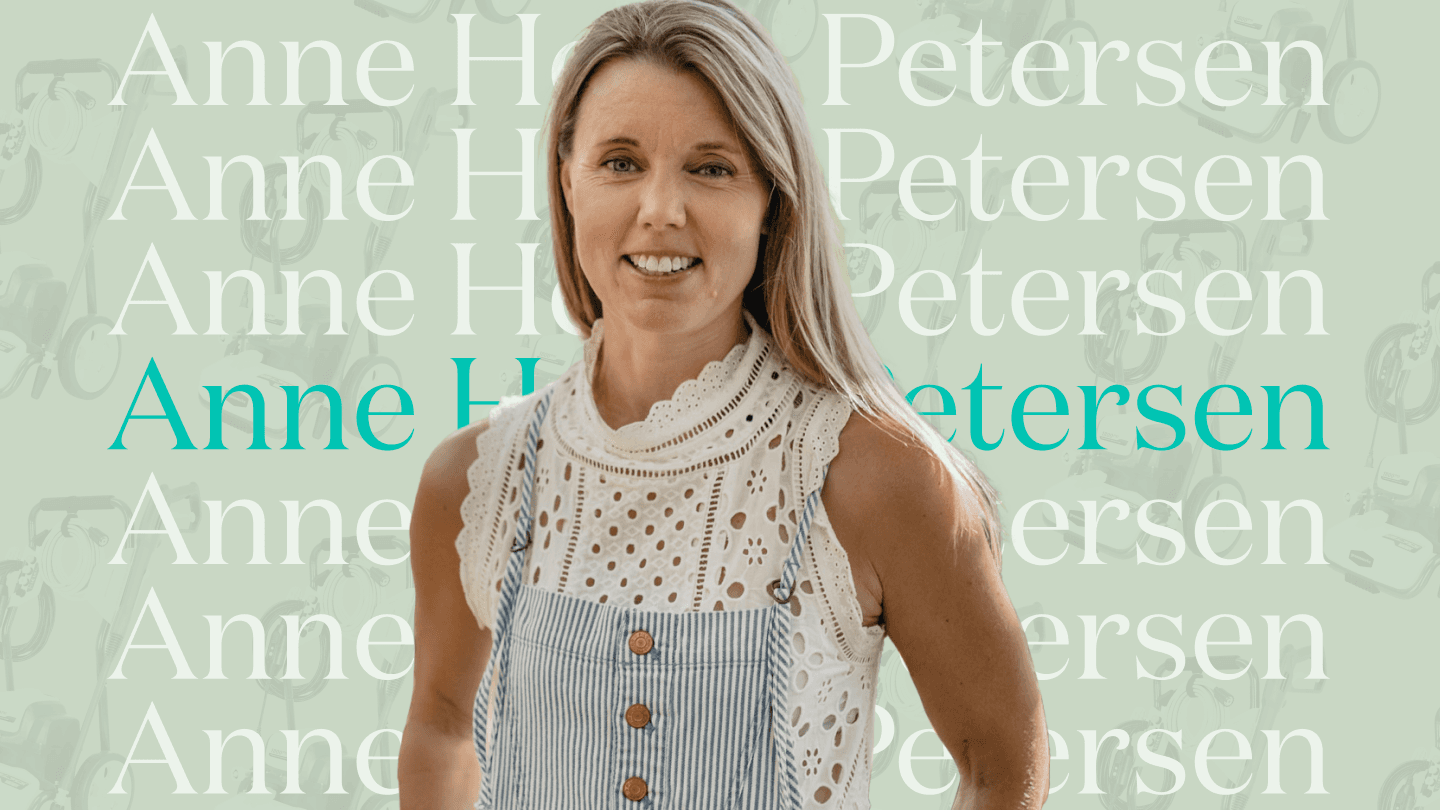 Headshot of Anne Helen Petersen with teal background
