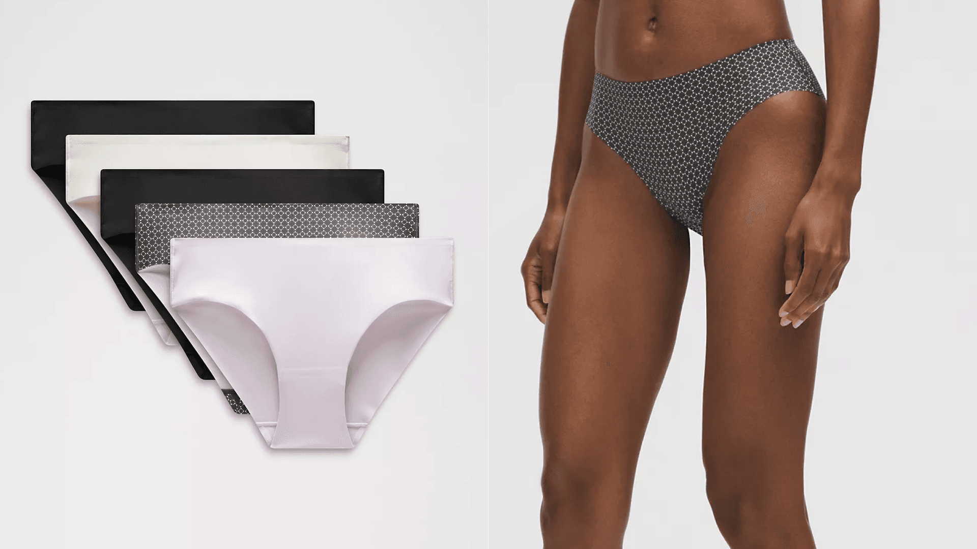 Underwear multipack; woman in gray spotted underwear