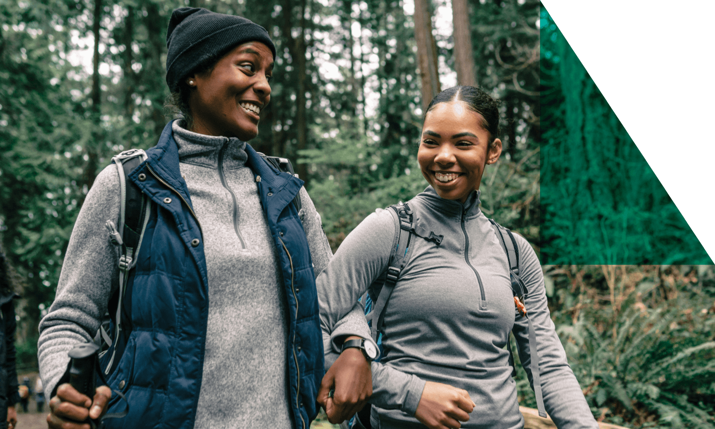 Two women hiking