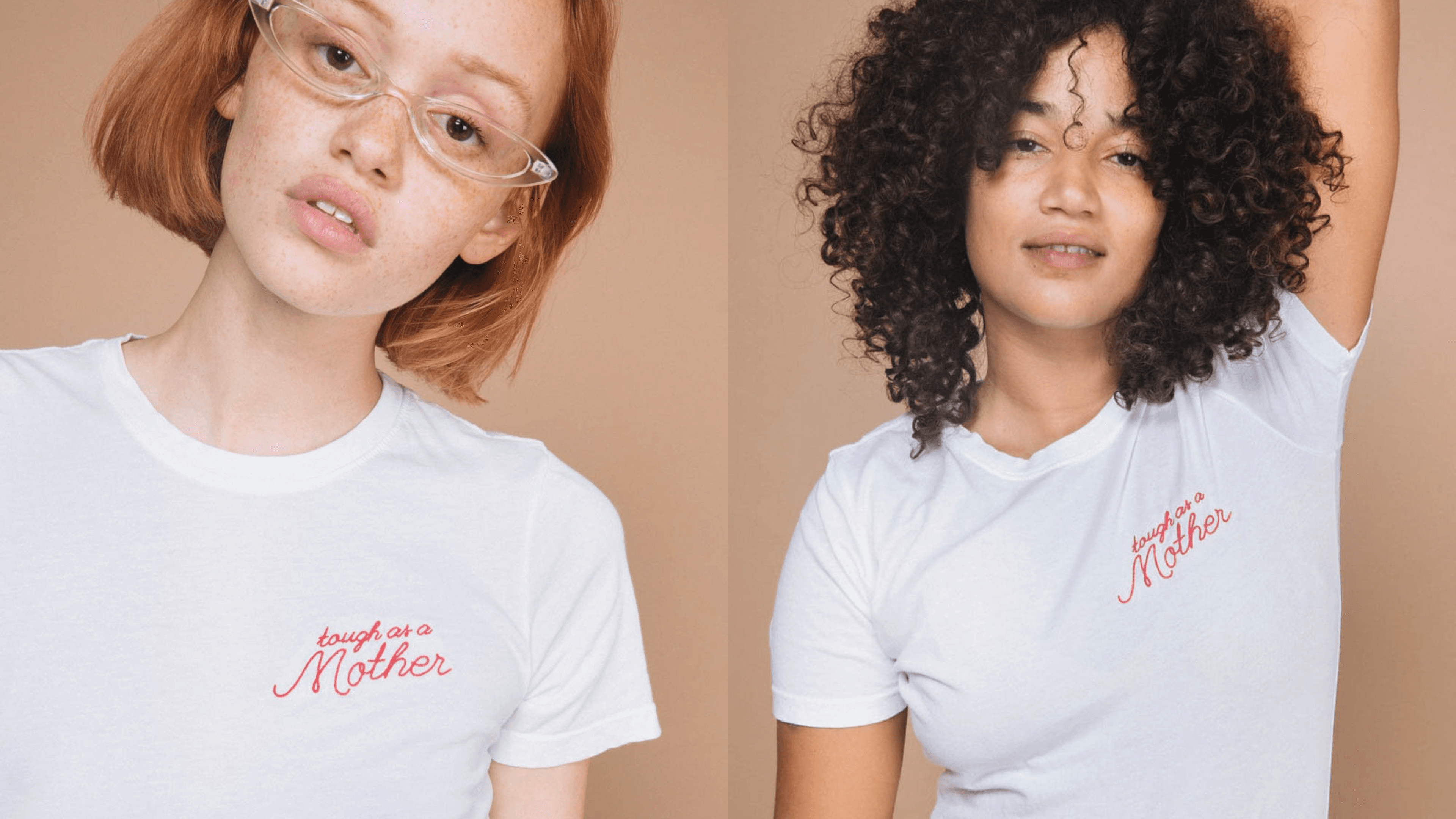 tough as a mother white shirt with pink embroidery