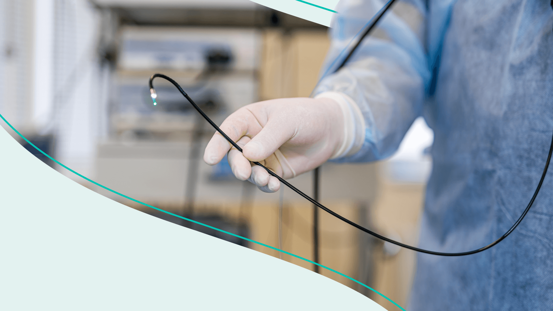 Doctor with a colonoscope in their hands