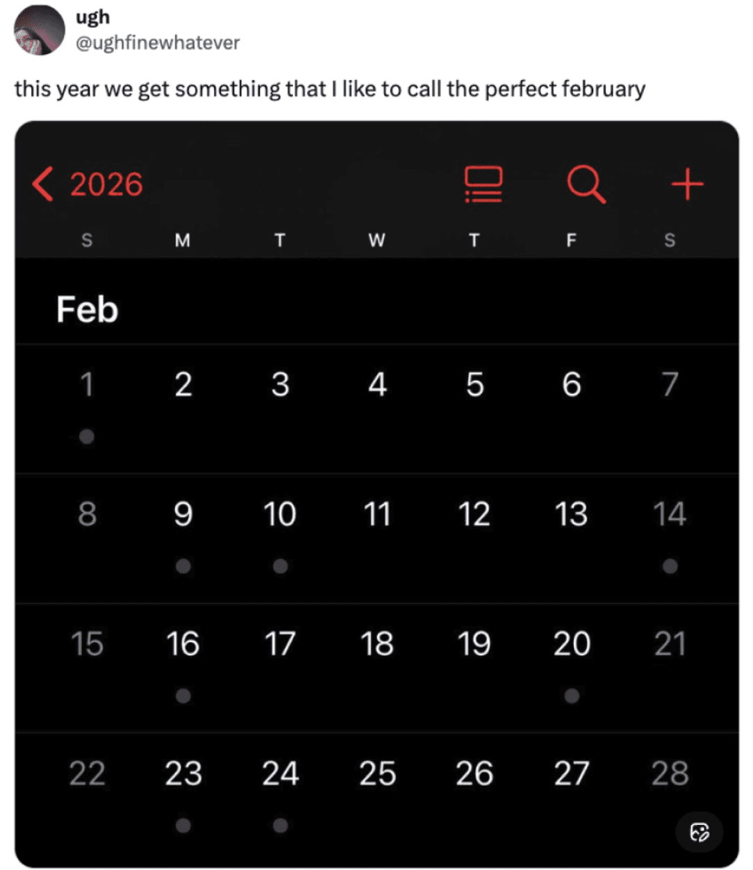 Calendar tweet