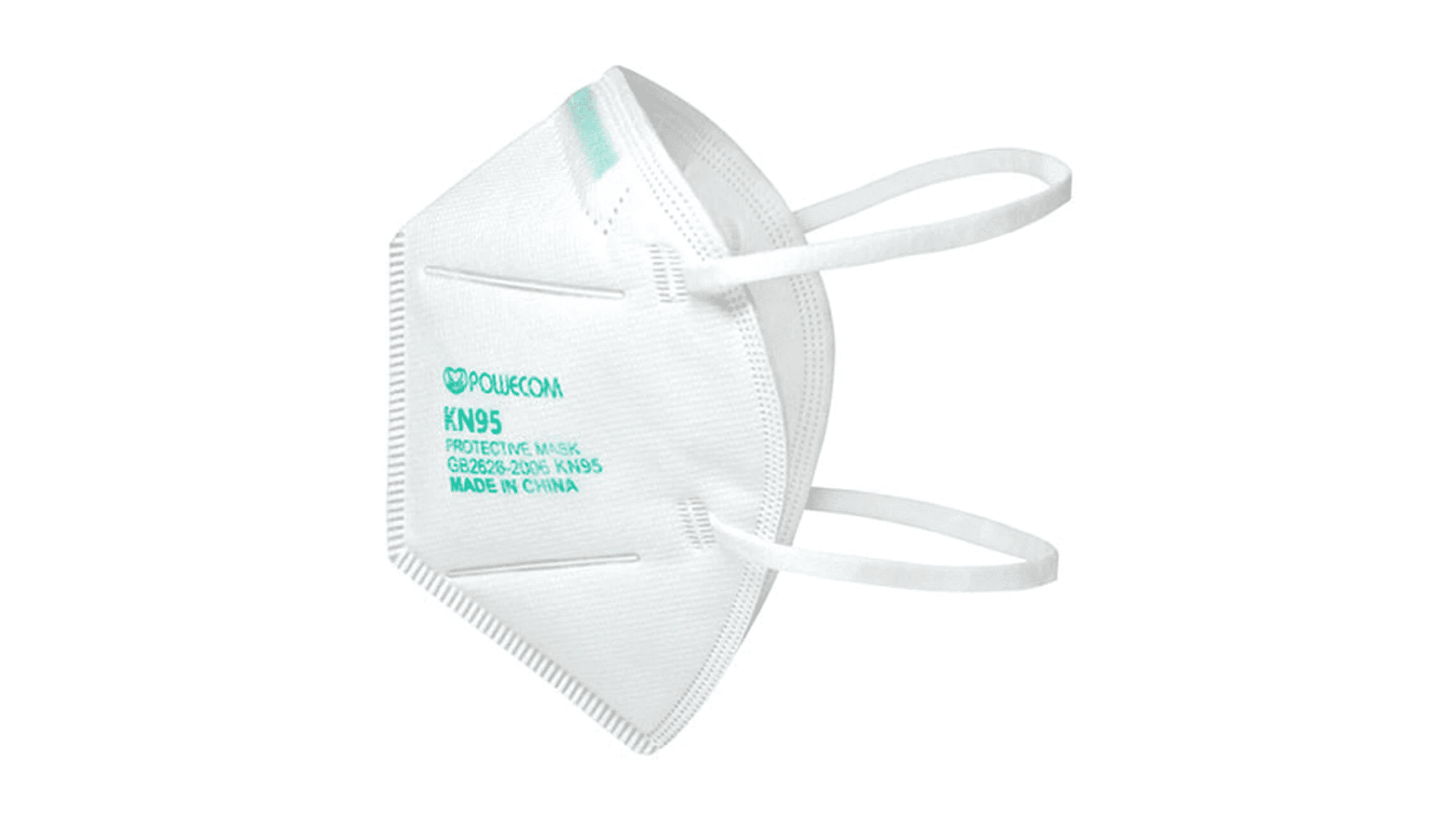 white kn95 face mask with two head straps
