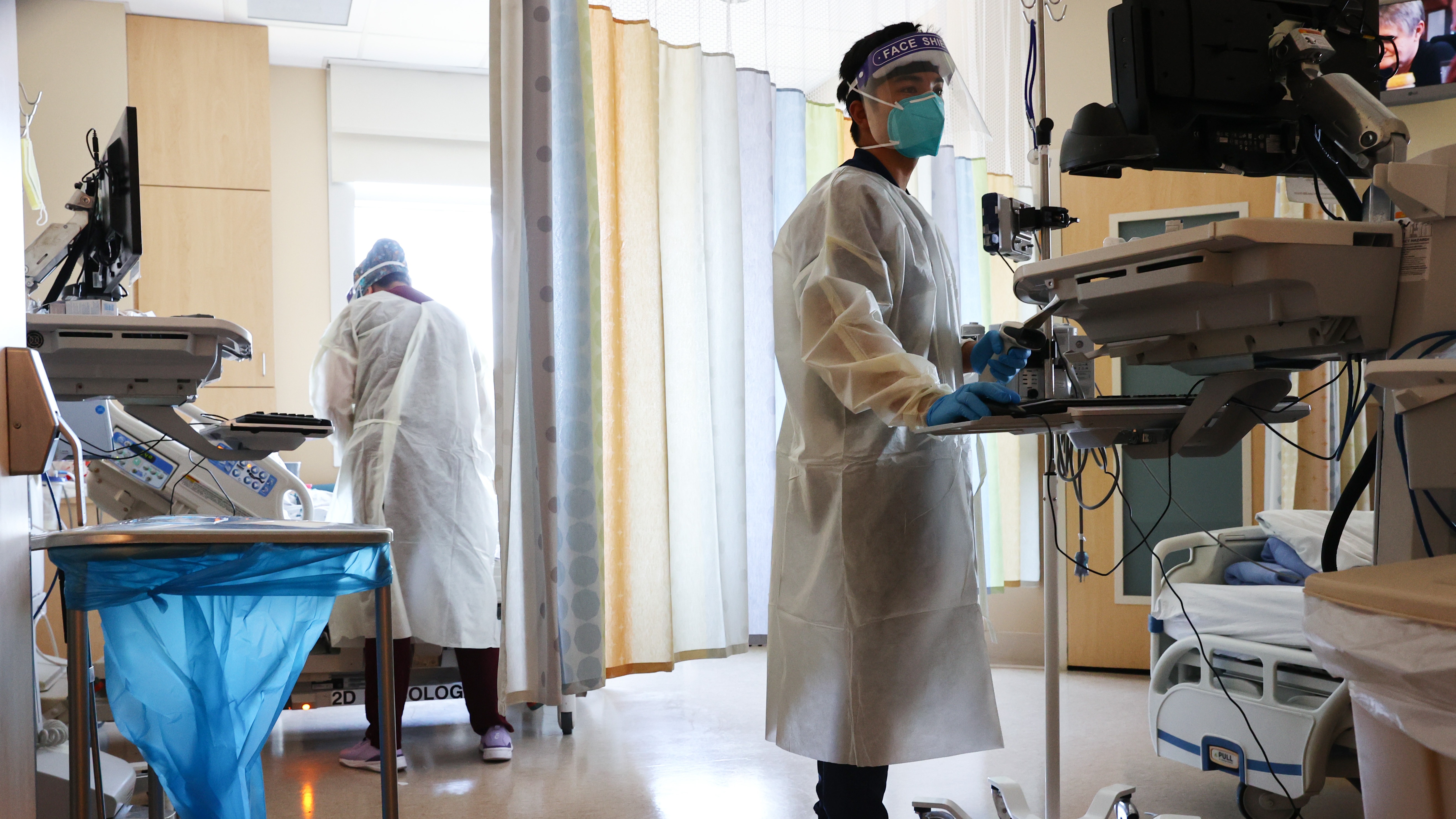 Clinicians care for COVID-19 patients in the improvised COVID-19 unit