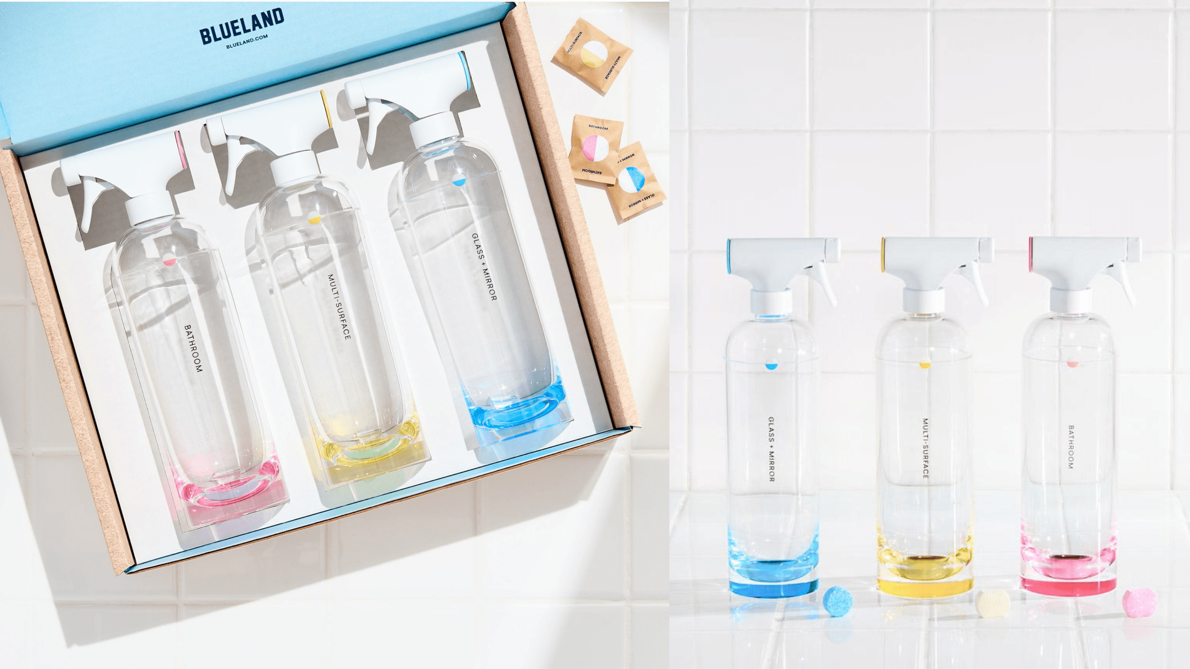 cleaning kit with refillable spray bottles