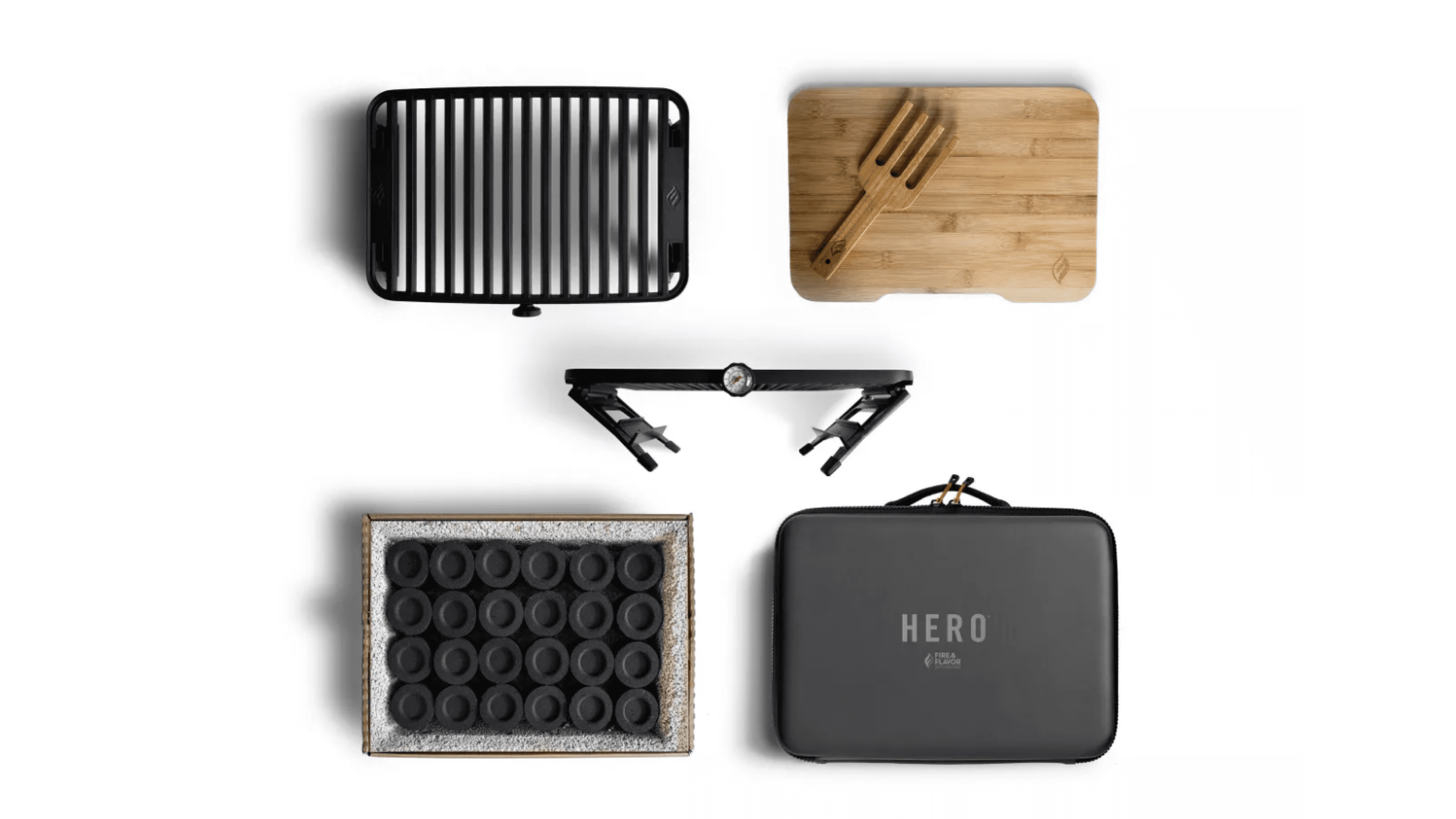 portable charcoal mini grill for camping or small backyards with biodegradable pods